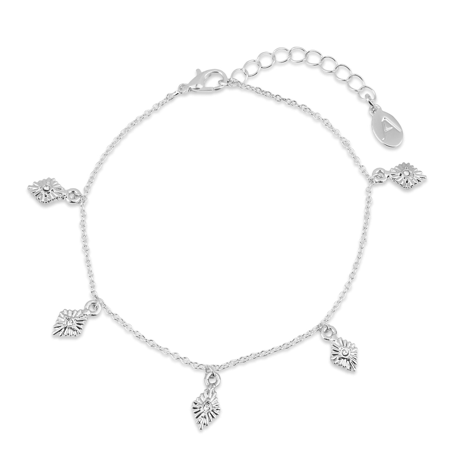 London Women's Crystal Leaf Anklet