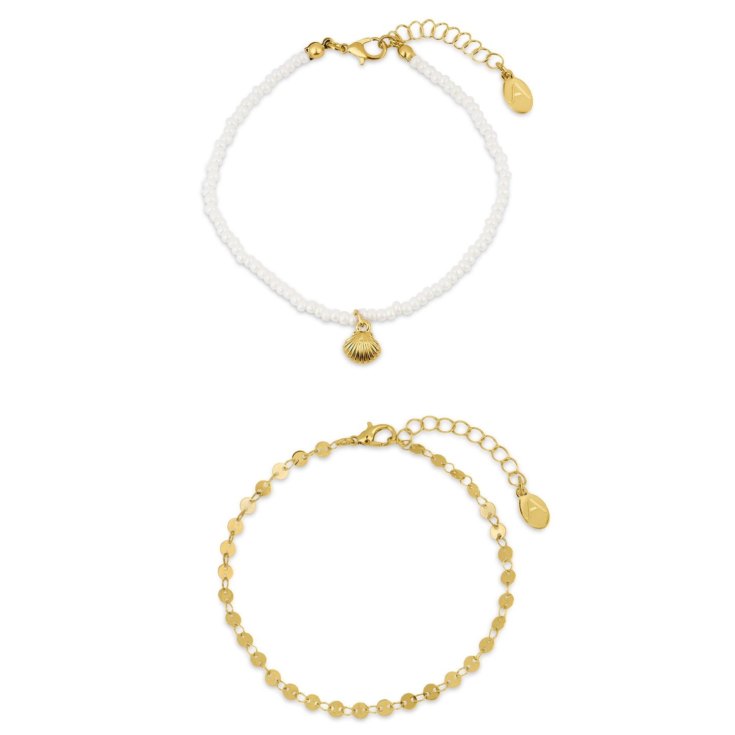 London Women's Shell Charm Anklets Pack Of 2