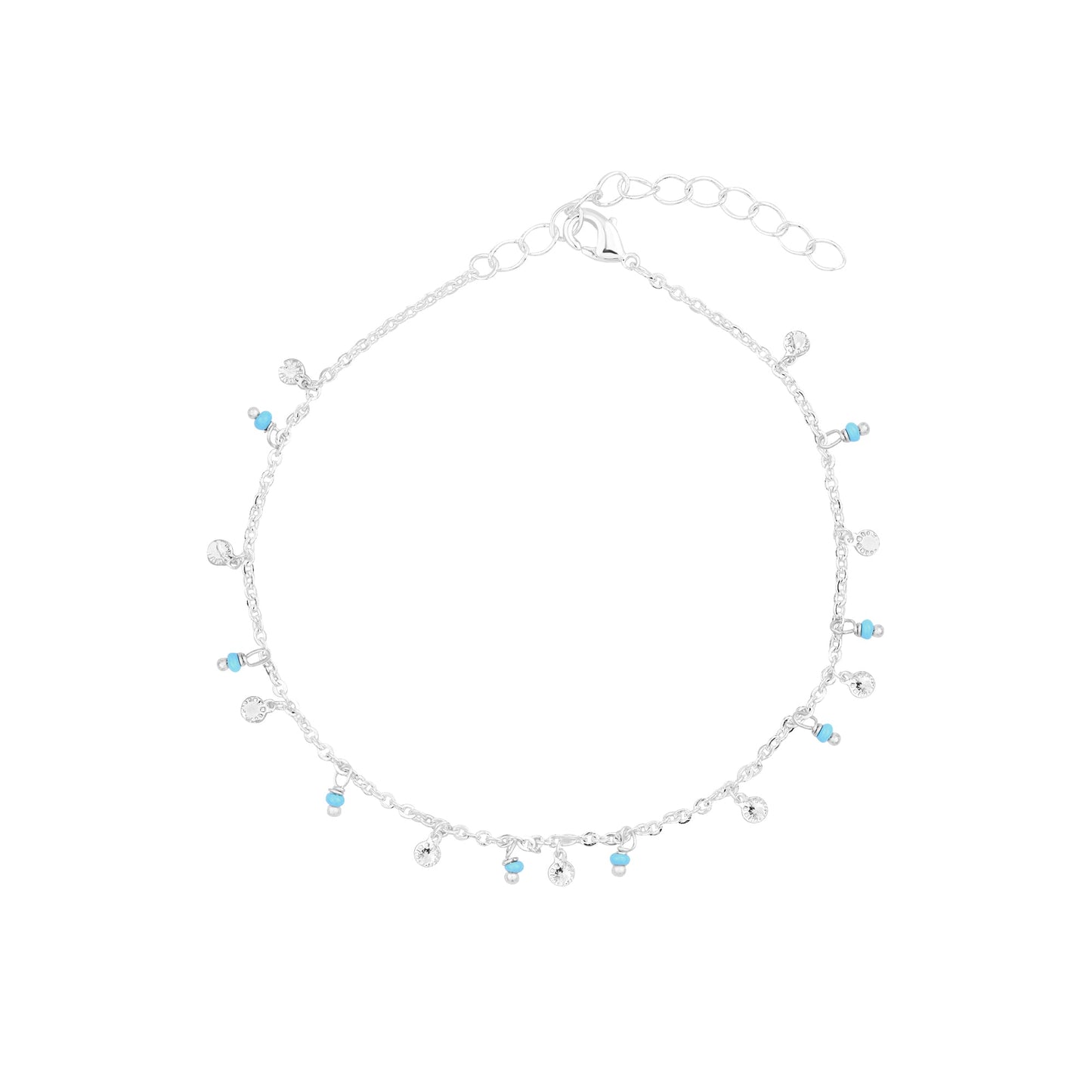 London Women Sterling Silver-Plated Beaded Anklet
