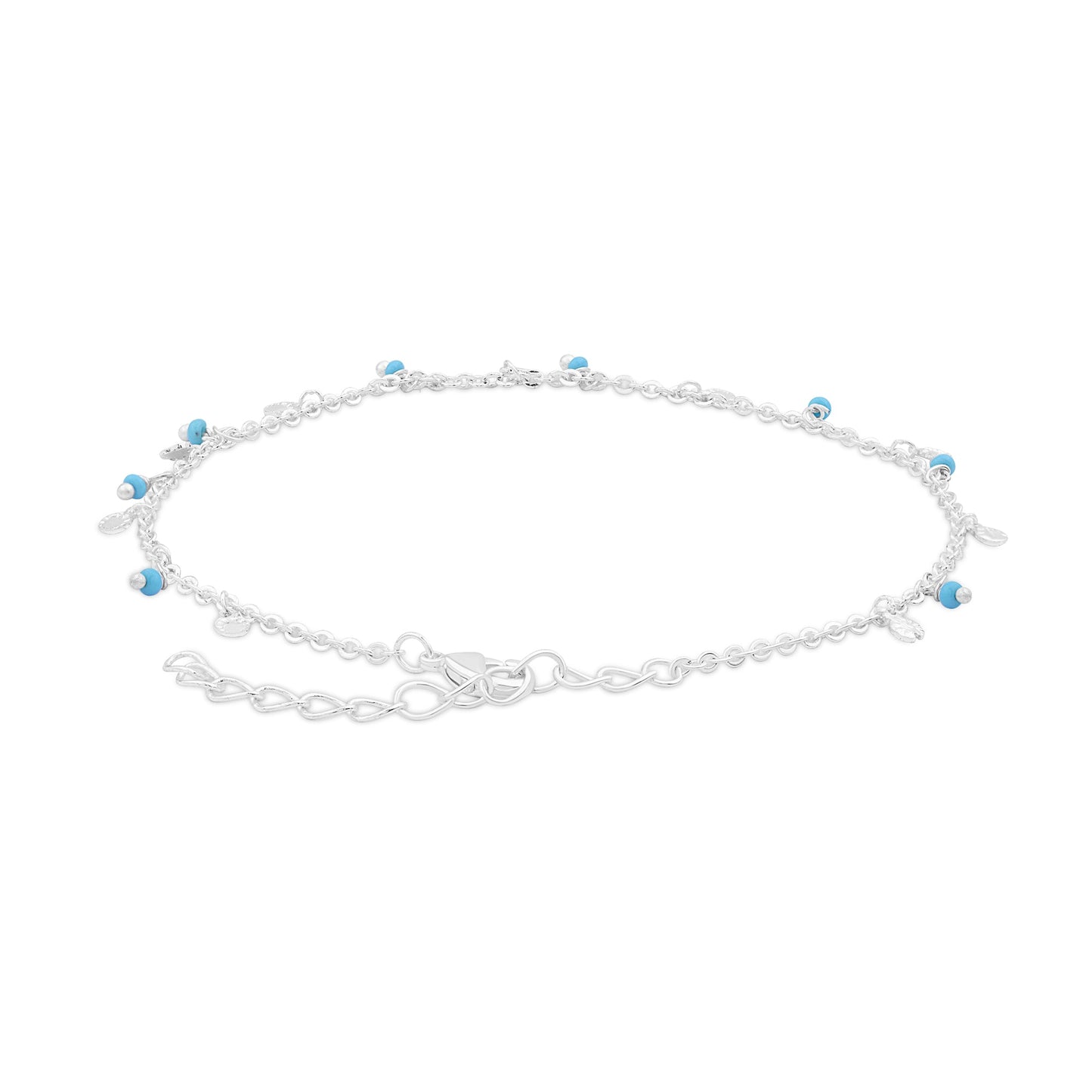 London Women Sterling Silver-Plated Beaded Anklet