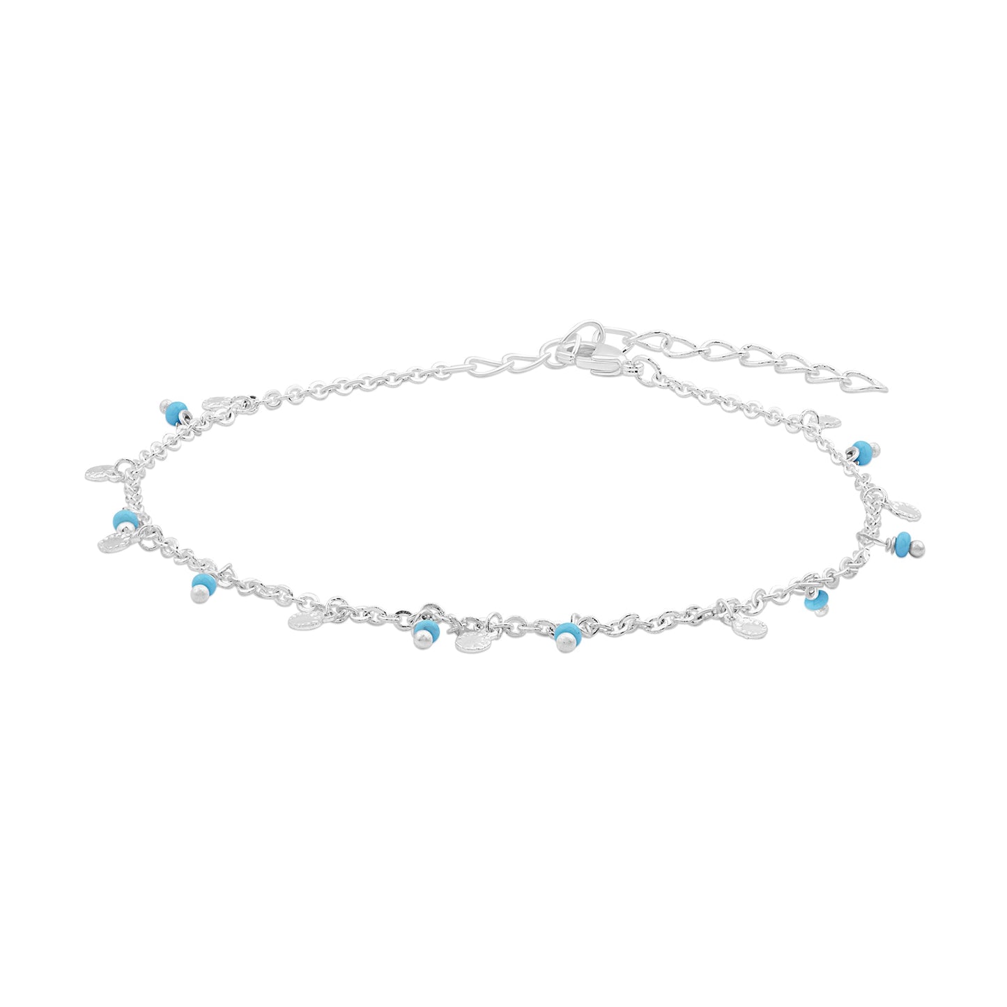 London Women Sterling Silver-Plated Beaded Anklet