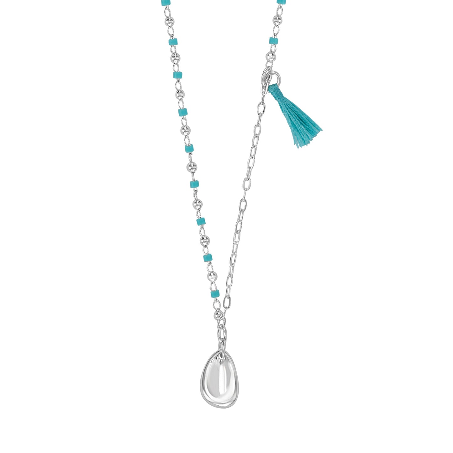 Sterling Silver-Plated Beaded Pendant Necklace
