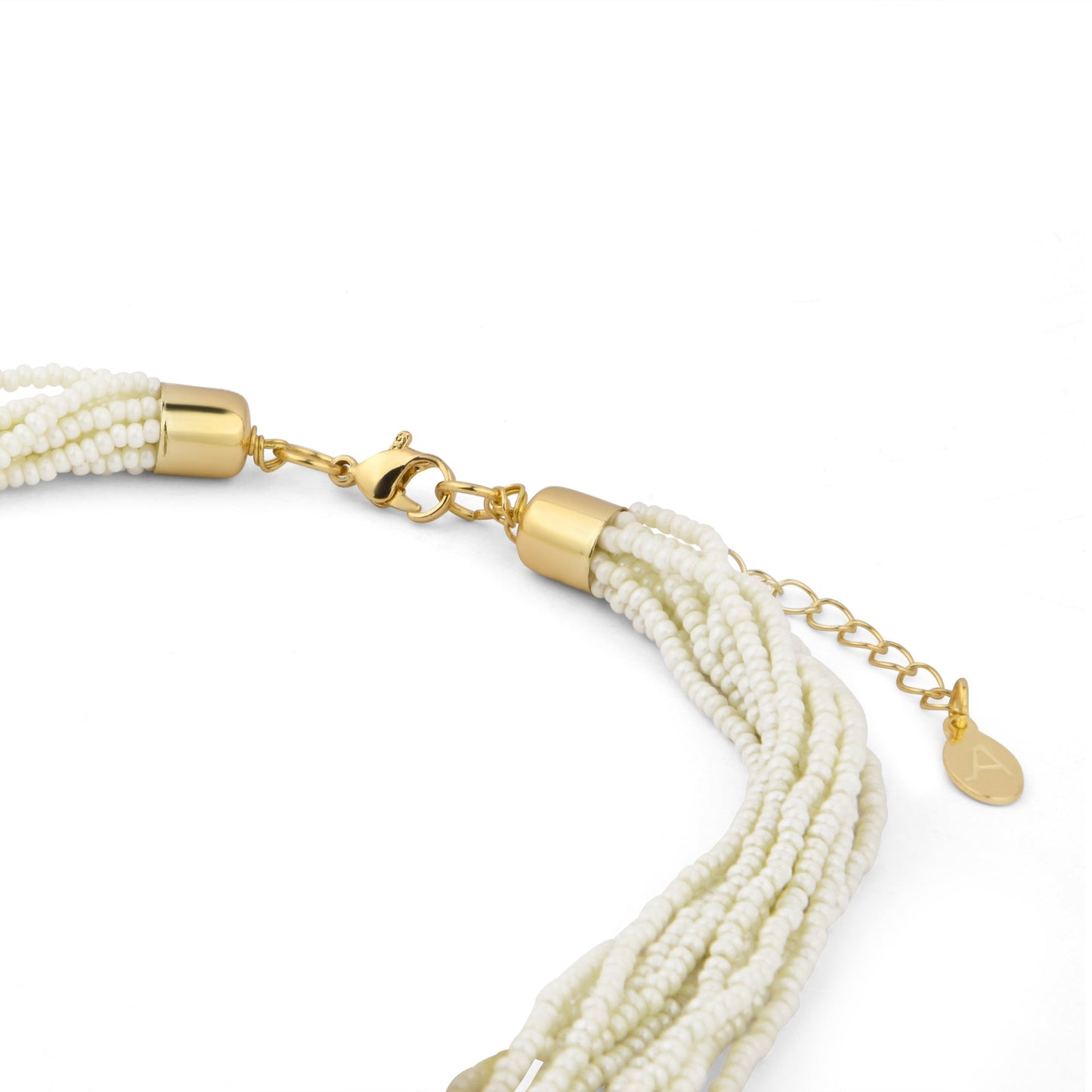 London Women's White Layered Beaded Necklace