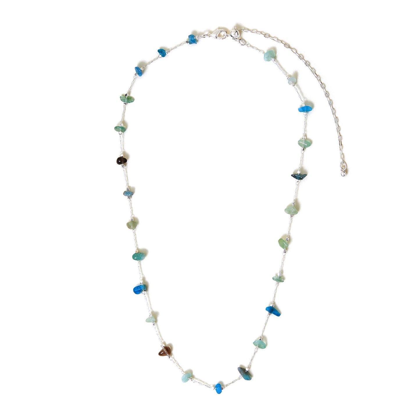 Sterling Silver-Plated Stone Station Necklace