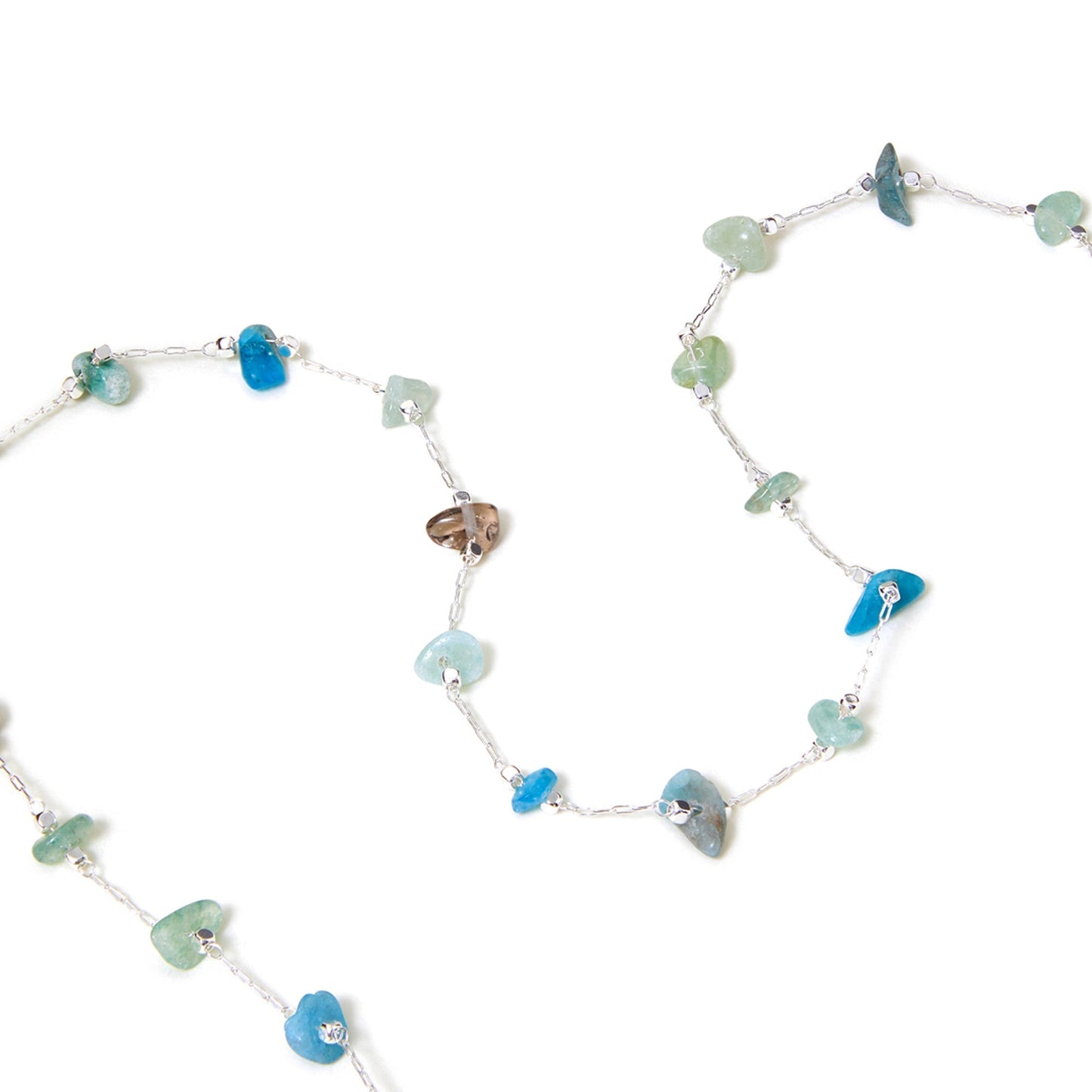 Sterling Silver-Plated Stone Station Necklace