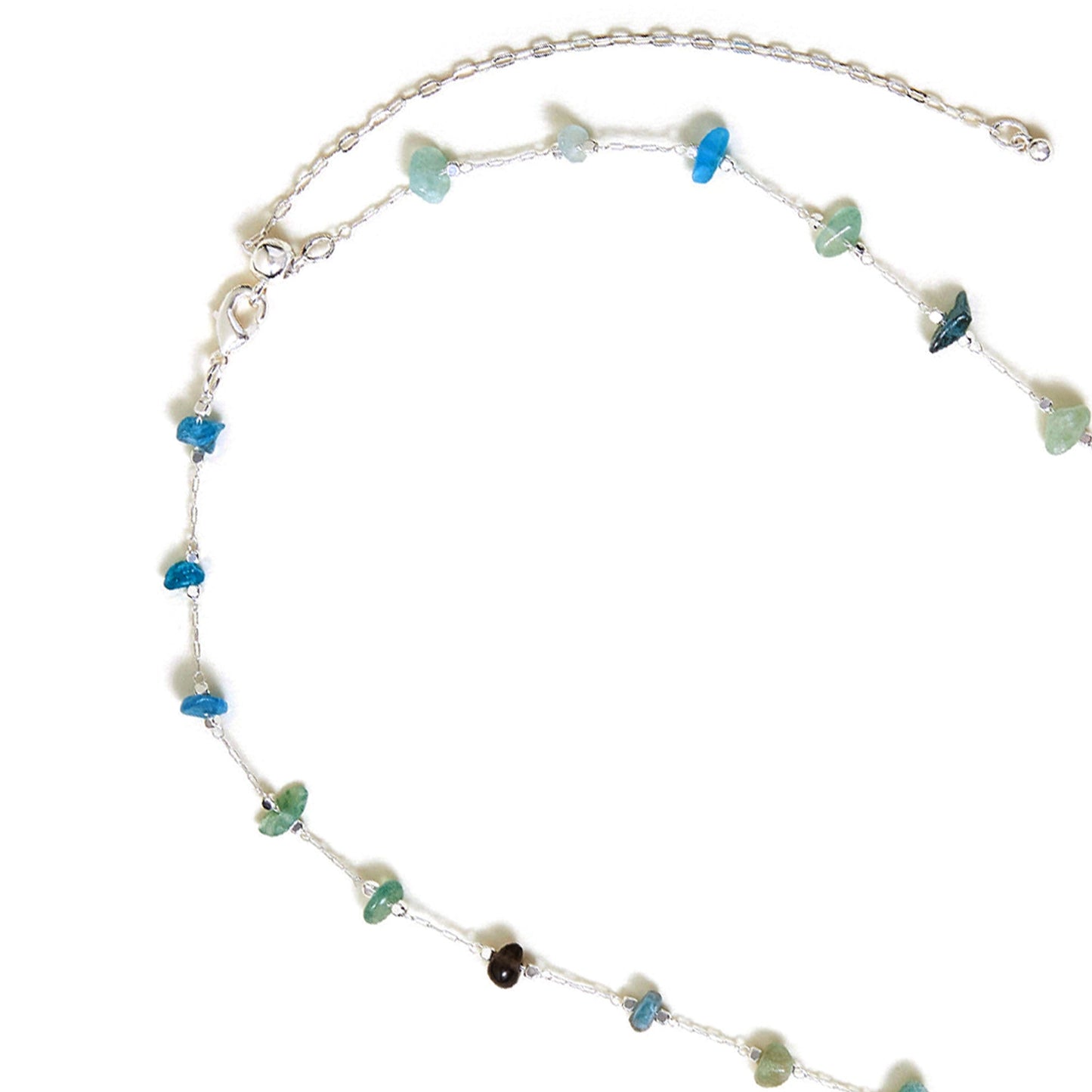 Sterling Silver-Plated Stone Station Necklace