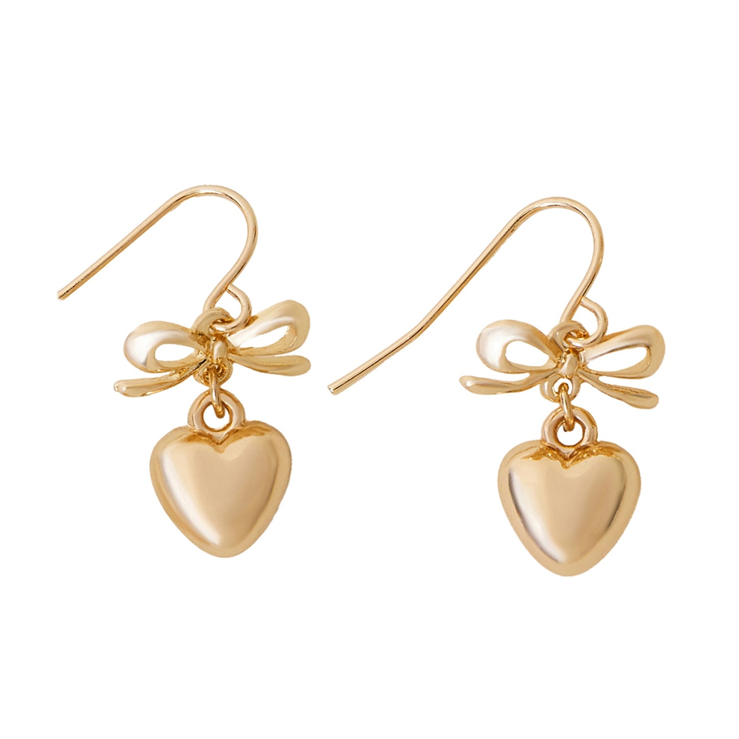 London Women's Gold Heart Bow Drop Earrings