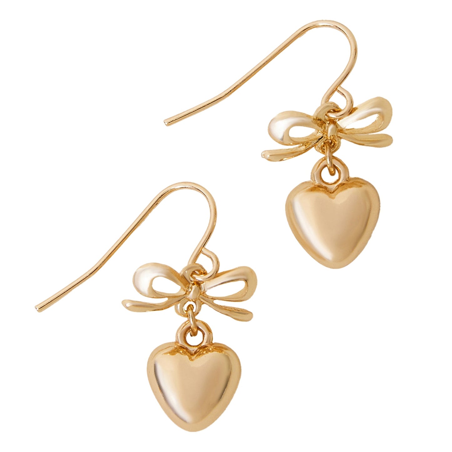London Women's Gold Heart Bow Drop Earrings