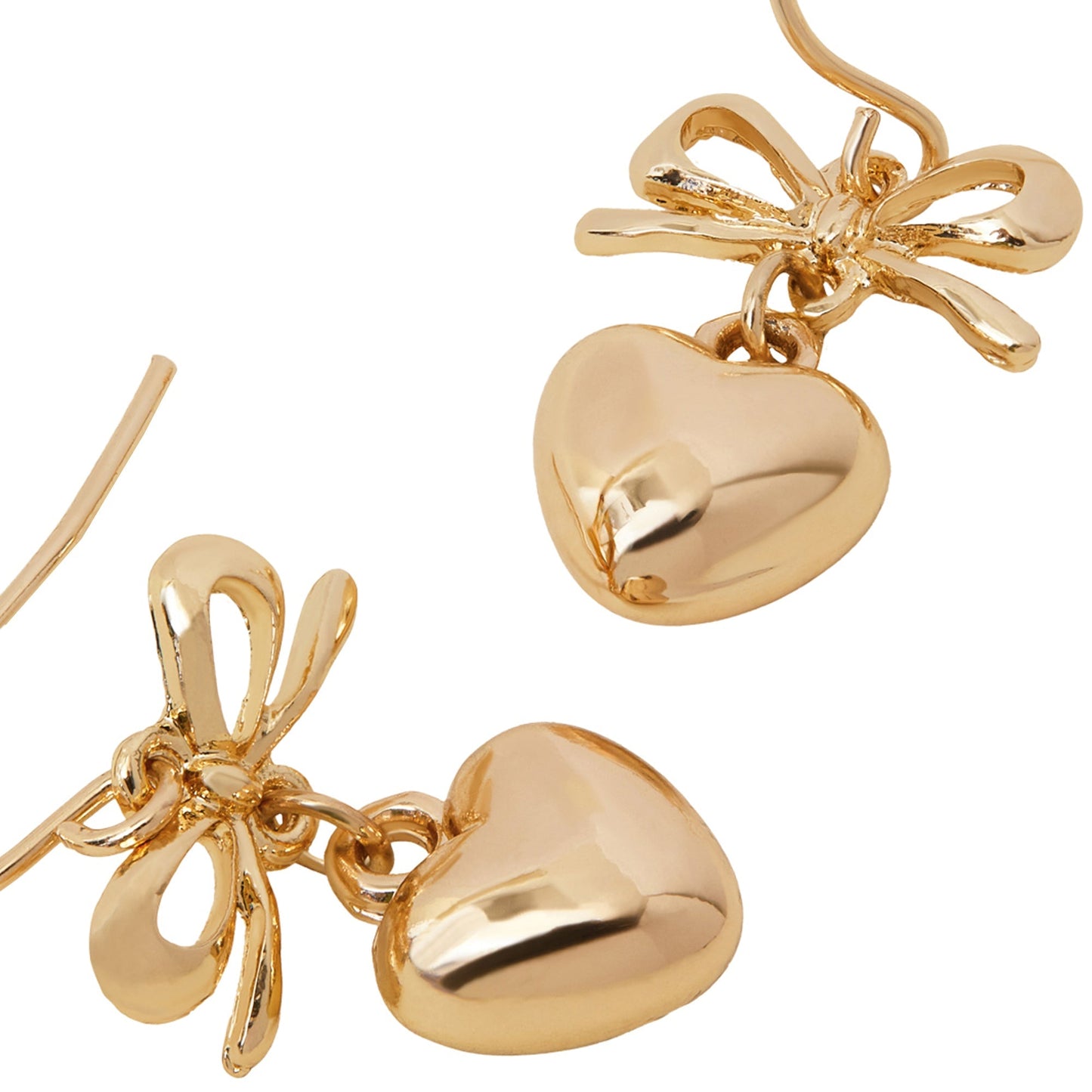 London Women's Gold Heart Bow Drop Earrings