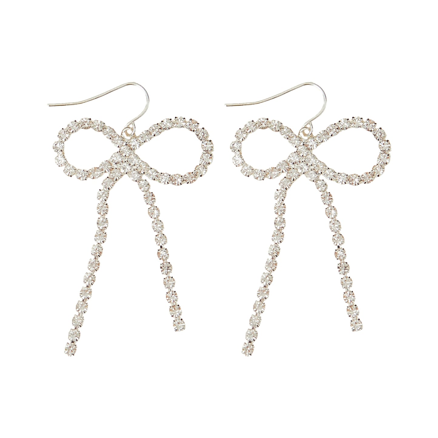 London Women's Silver Statement Sparkle Bow Earrings