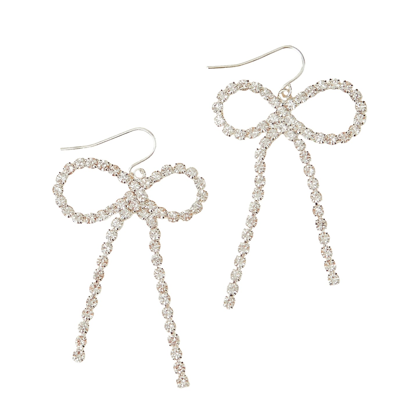 London Women's Silver Statement Sparkle Bow Earrings