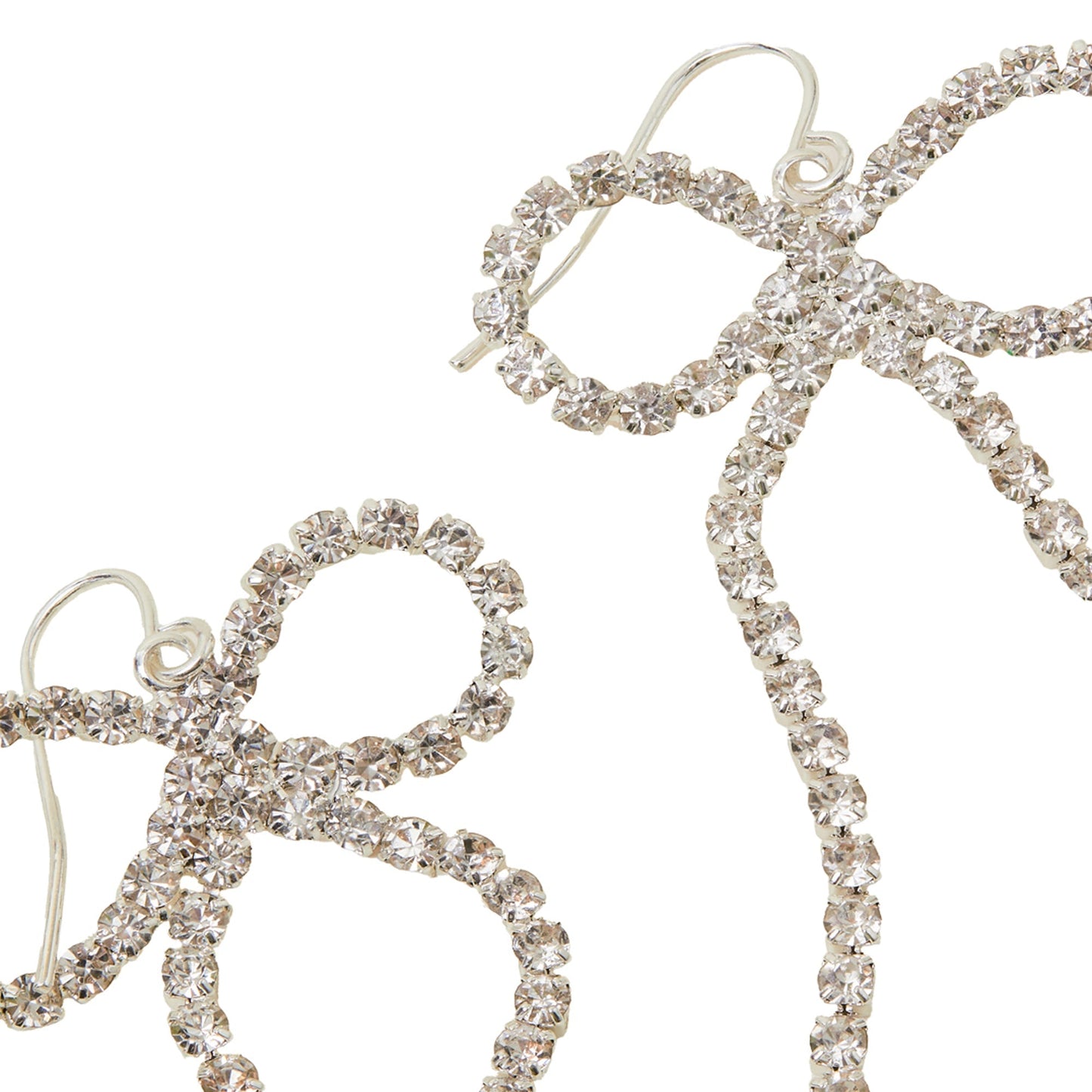 London Women's Silver Statement Sparkle Bow Earrings