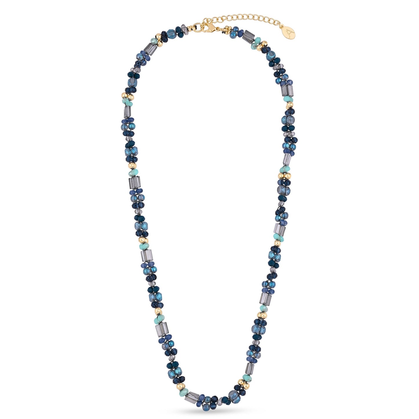 London Women Blue Mixed Bead Collar Necklace