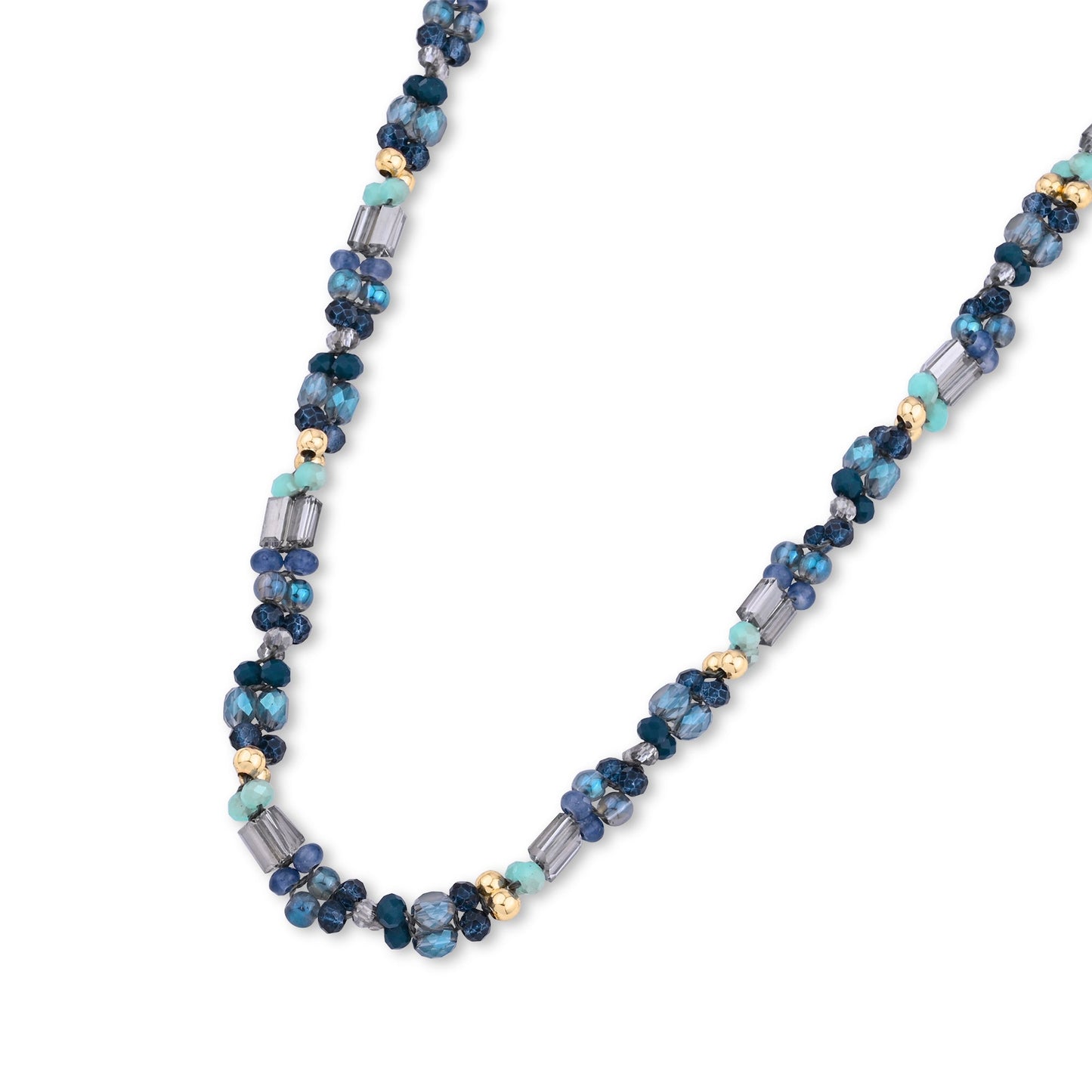 London Women Blue Mixed Bead Collar Necklace