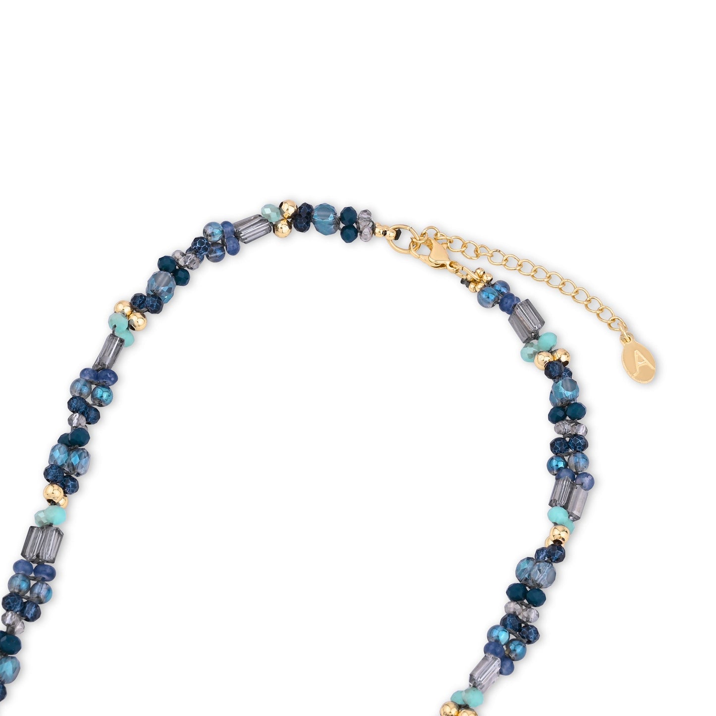 London Women Blue Mixed Bead Collar Necklace