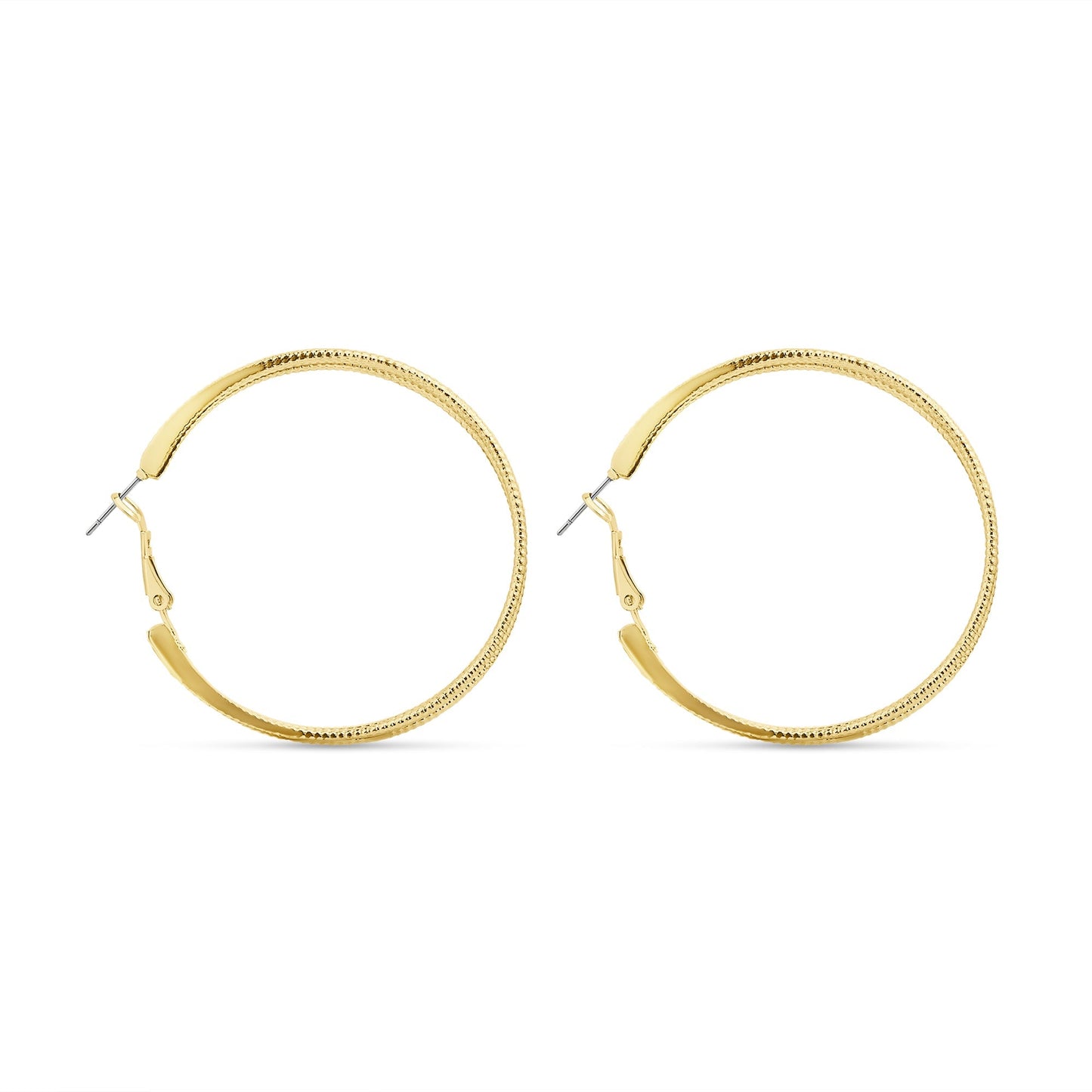 London Women Gold Textured Layer Hoop Earrings
