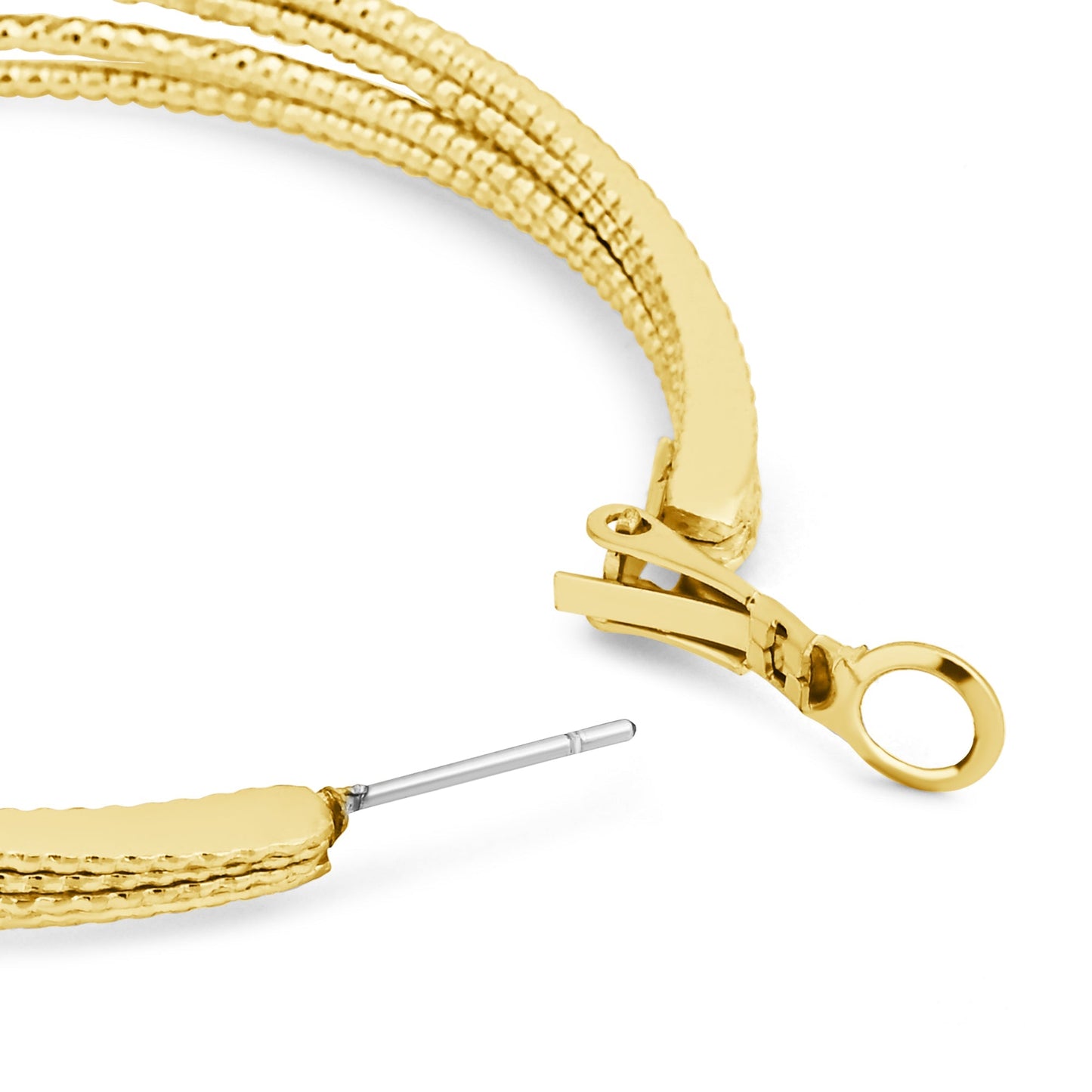 London Women Gold Textured Layer Hoop Earrings