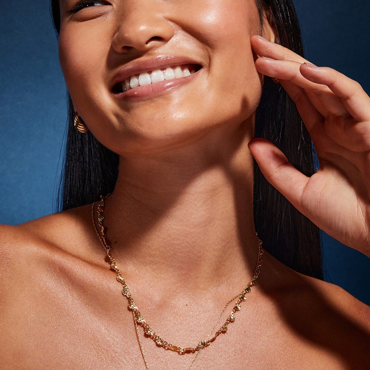 London Women's 14k Z Real Gold Plated Flower Link Necklace