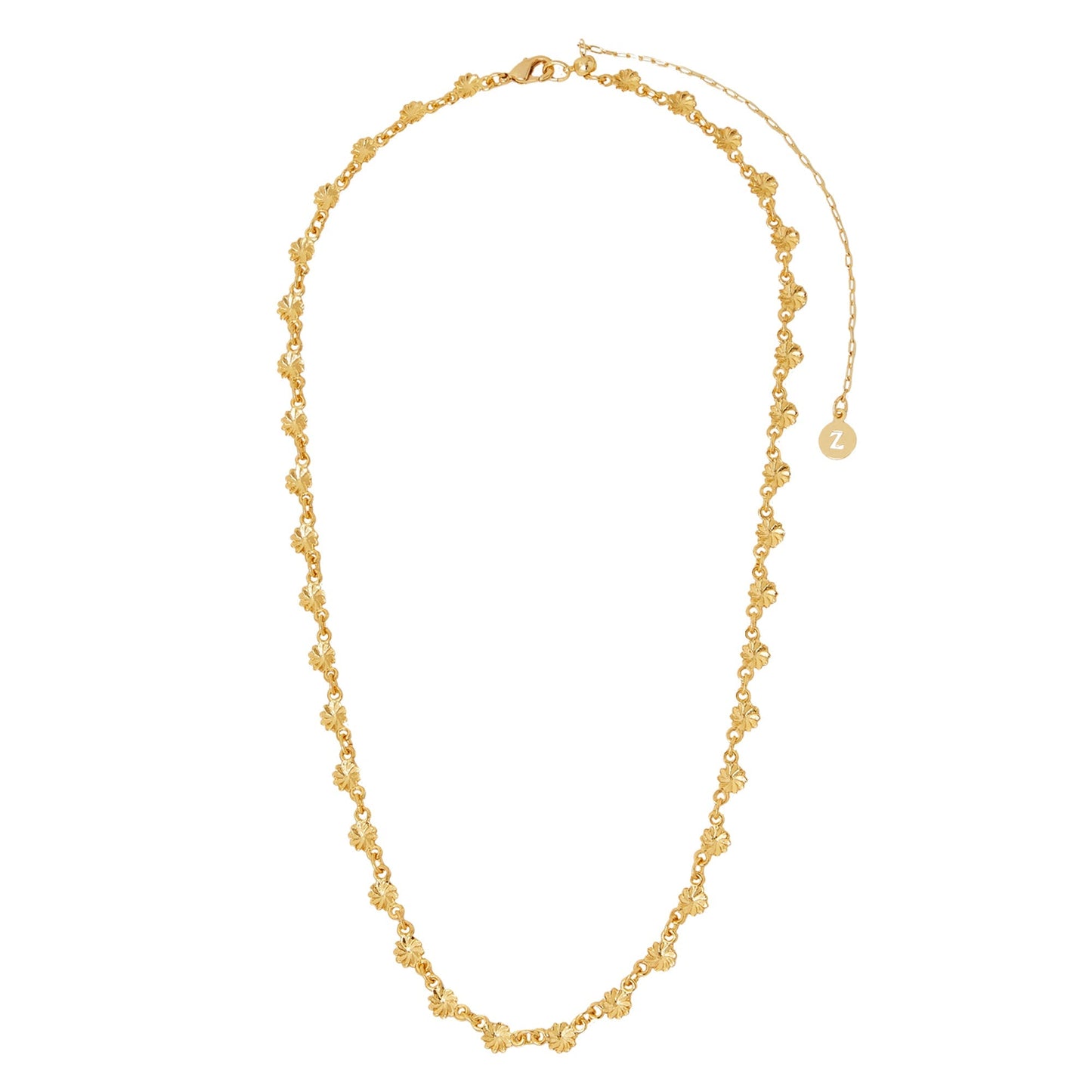 London Women's 14k Z Real Gold Plated Flower Link Necklace