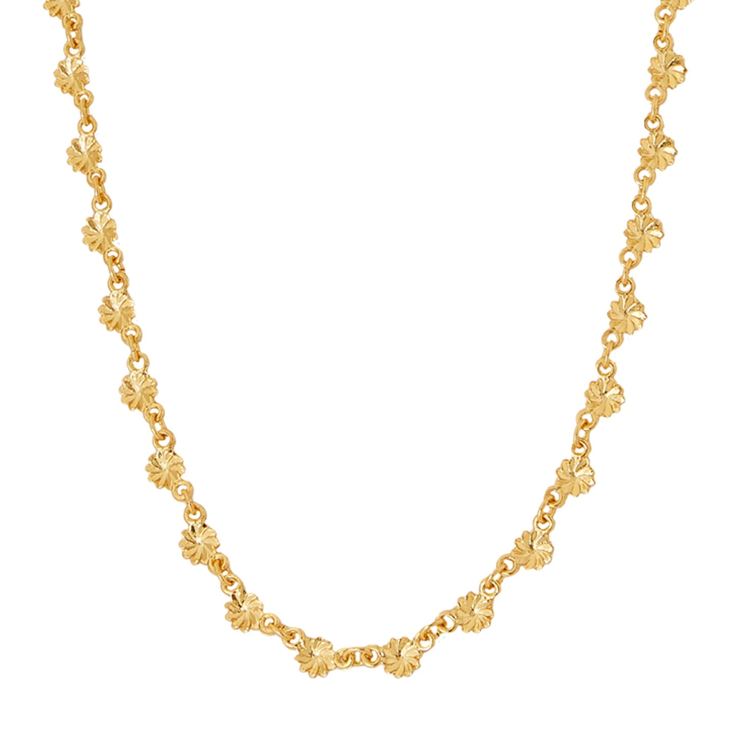 London Women's 14k Z Real Gold Plated Flower Link Necklace
