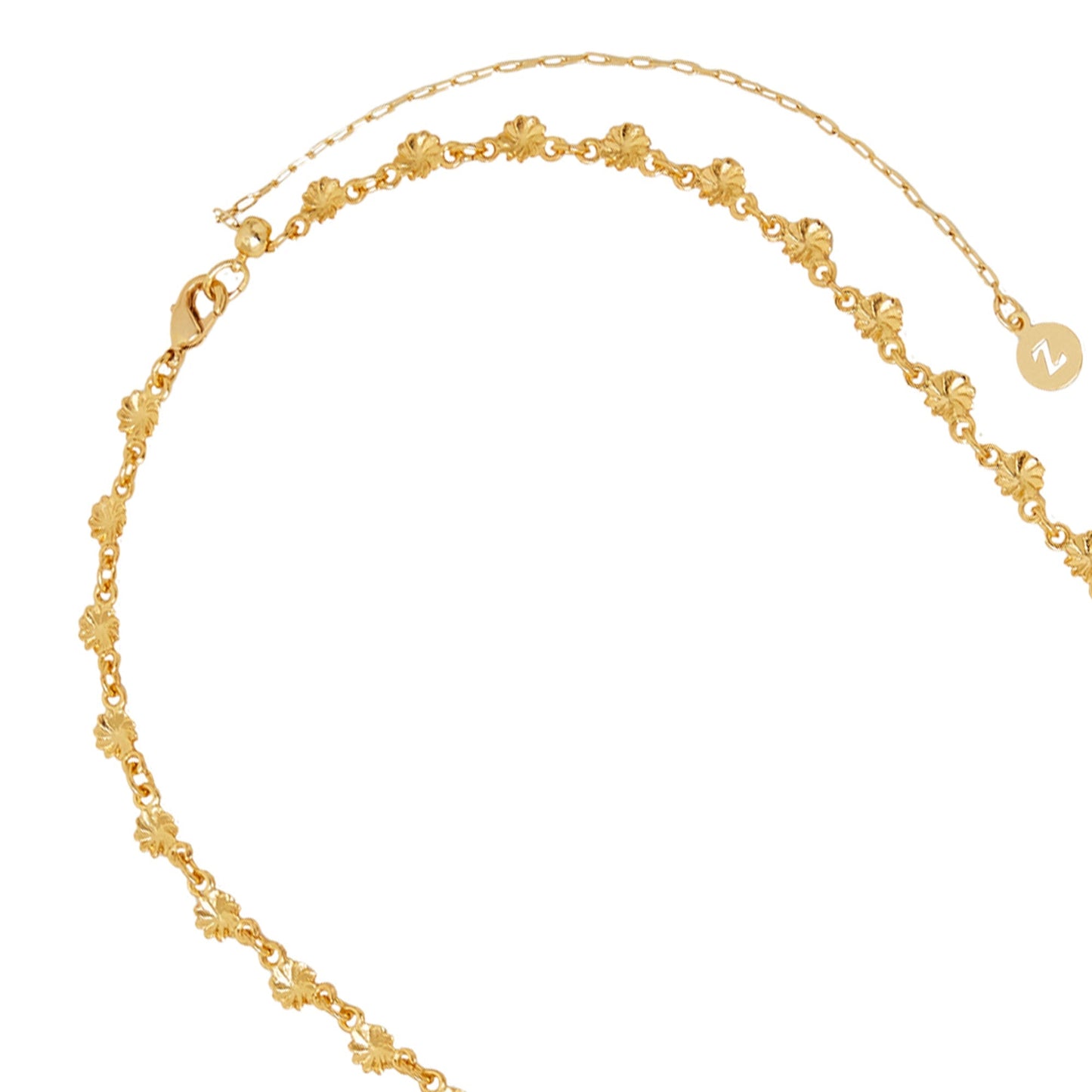 London Women's 14k Z Real Gold Plated Flower Link Necklace