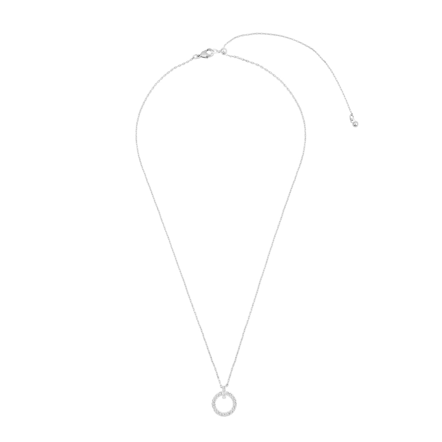 London Women Sterling Silver-plated Cubic Zirconia Circle Pendant Necklace