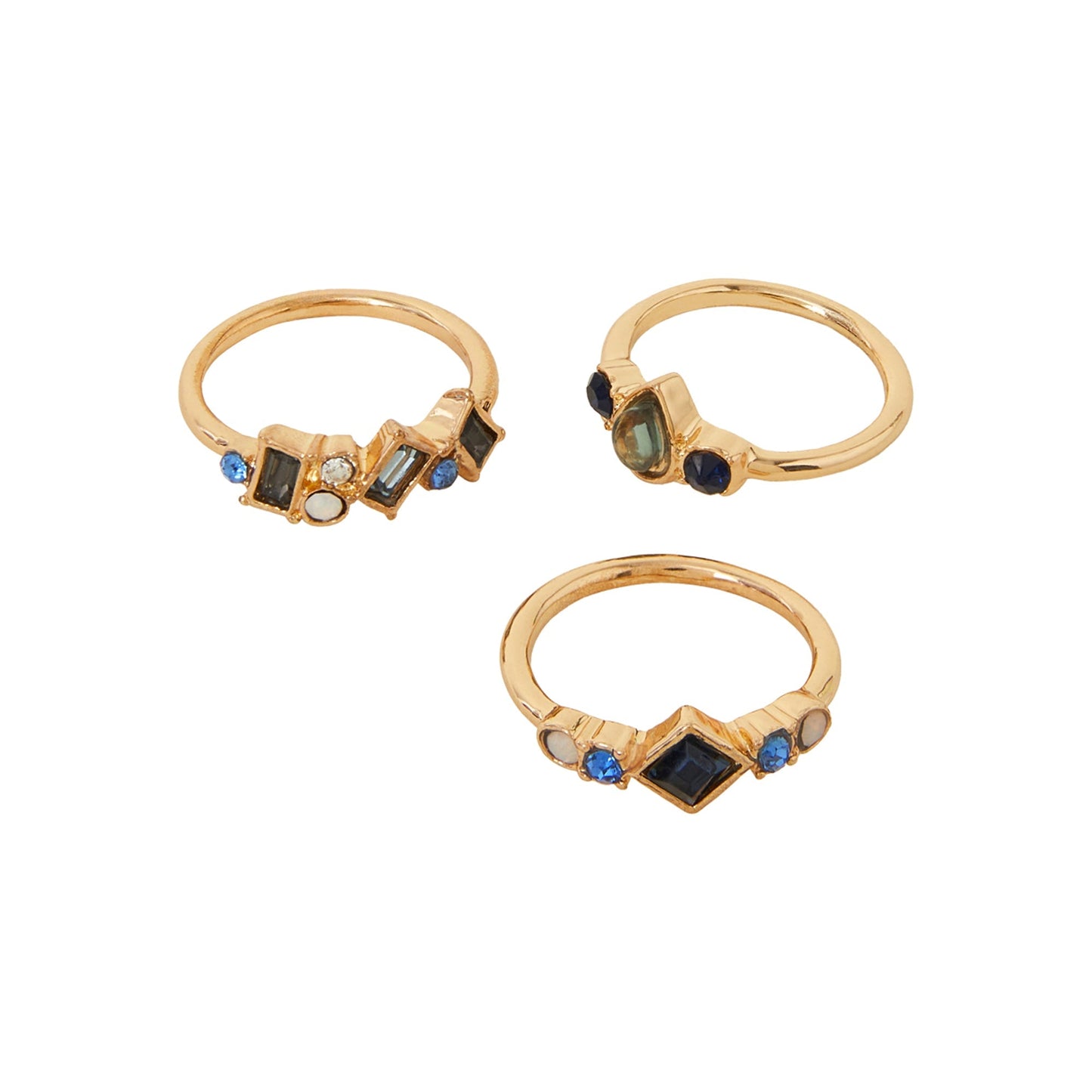 Blue Gemstone Rings Pack Of 3-Medium