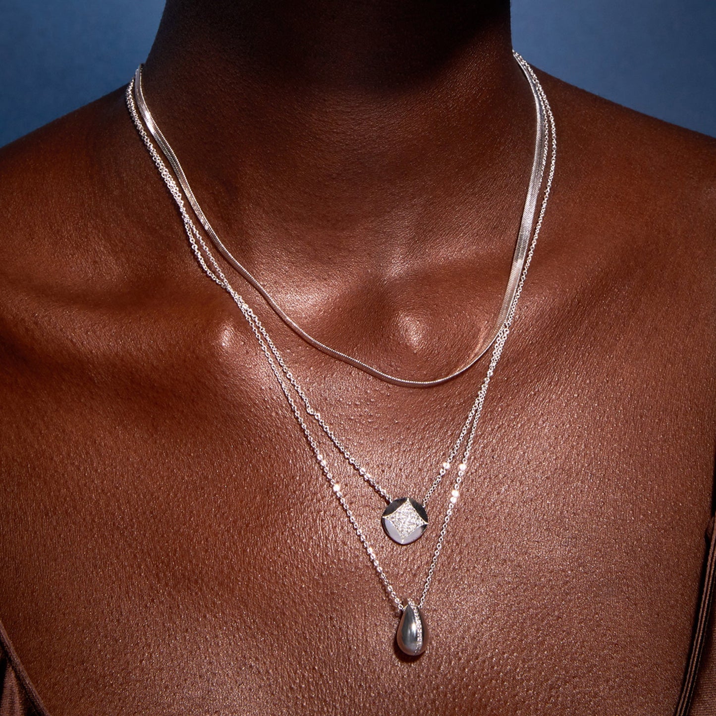 Sterling Silver-Plated Cubic Zirconia Teardrop Pearl Pendant Necklace