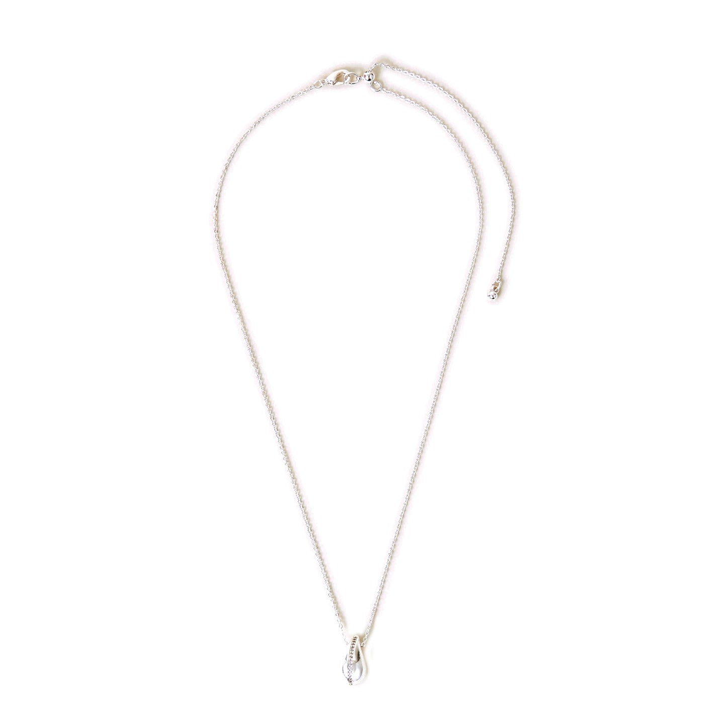 Sterling Silver-Plated Cubic Zirconia Teardrop Pearl Pendant Necklace