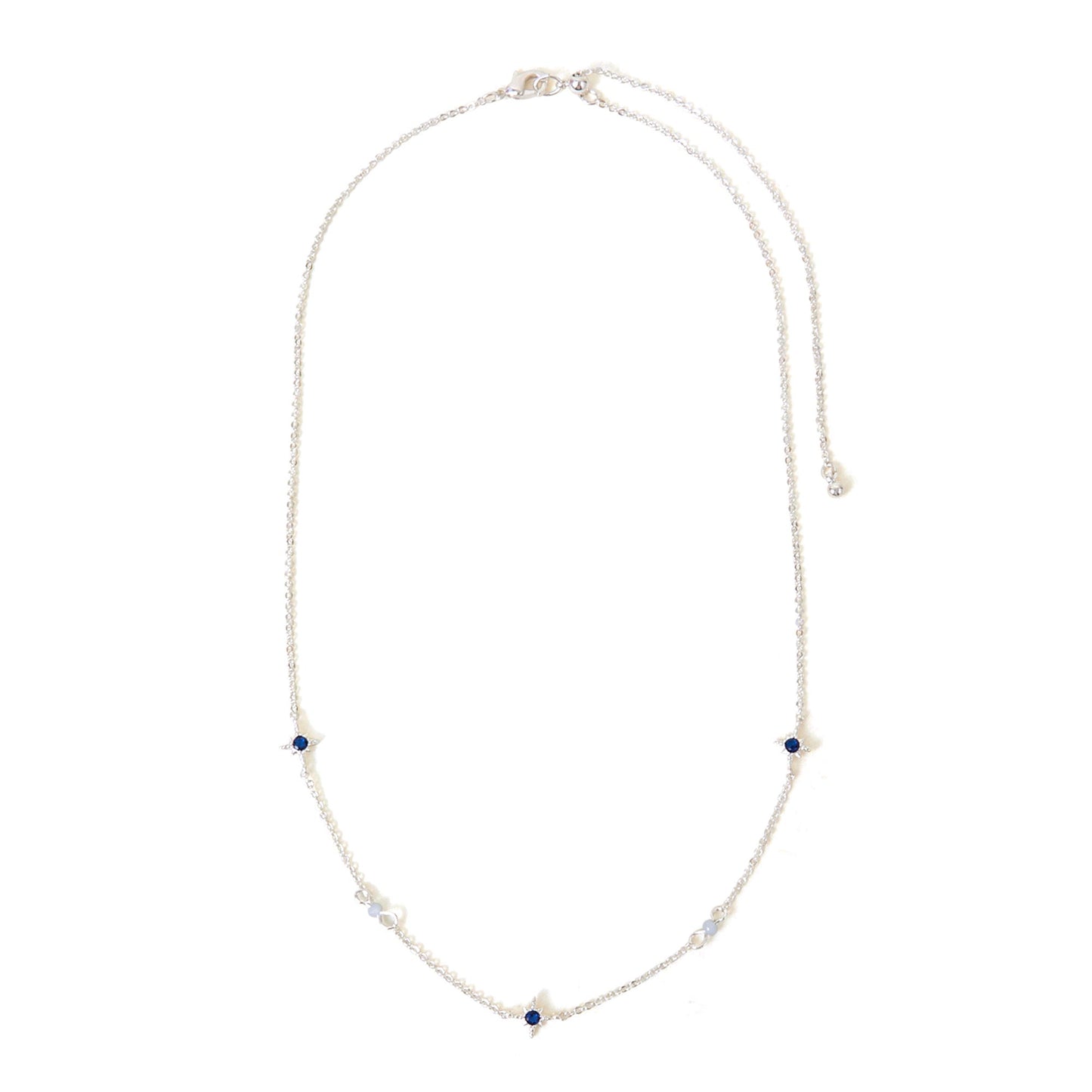 Sterling Silver-Plated Cubic Zirconia Star Station Necklace