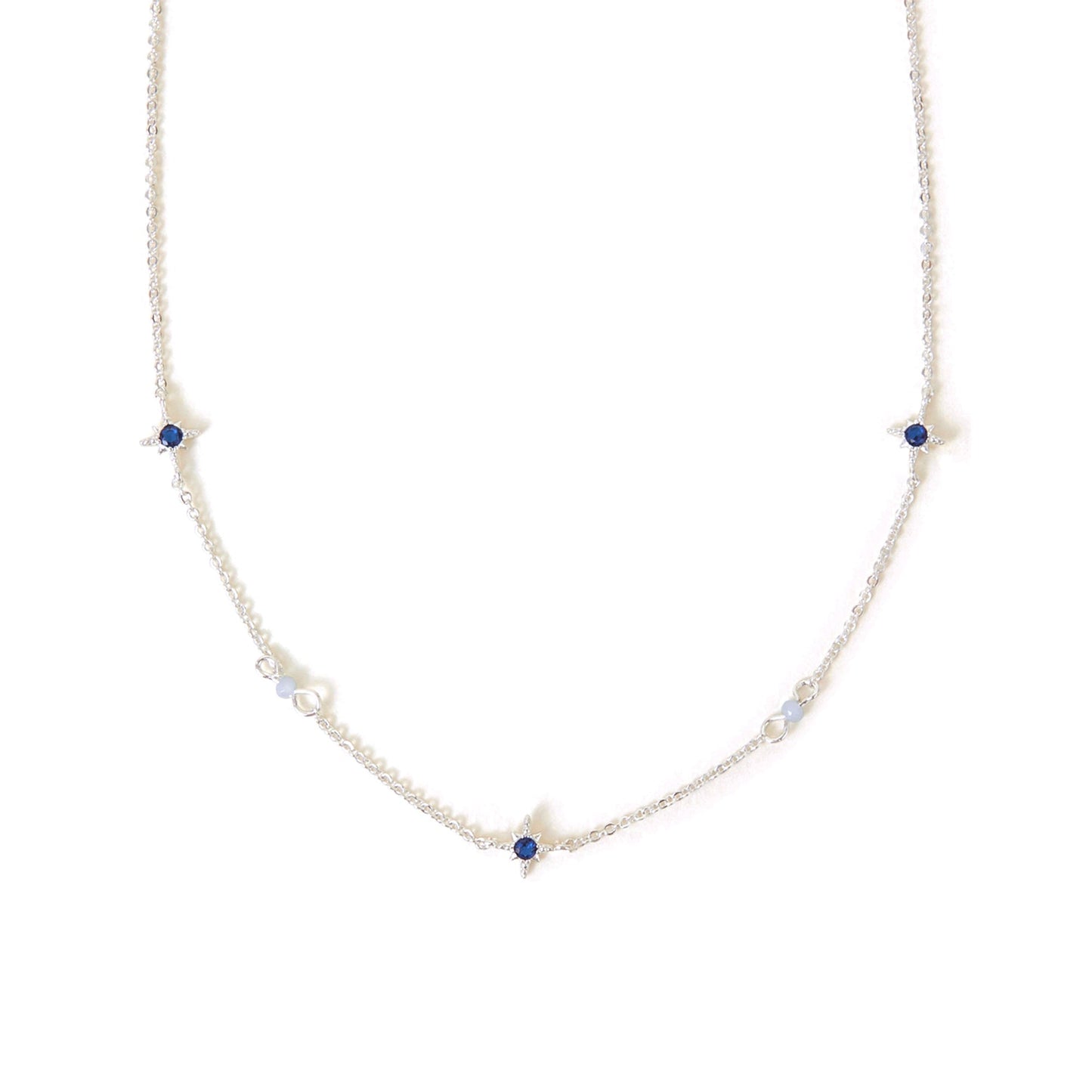 Sterling Silver-Plated Cubic Zirconia Star Station Necklace