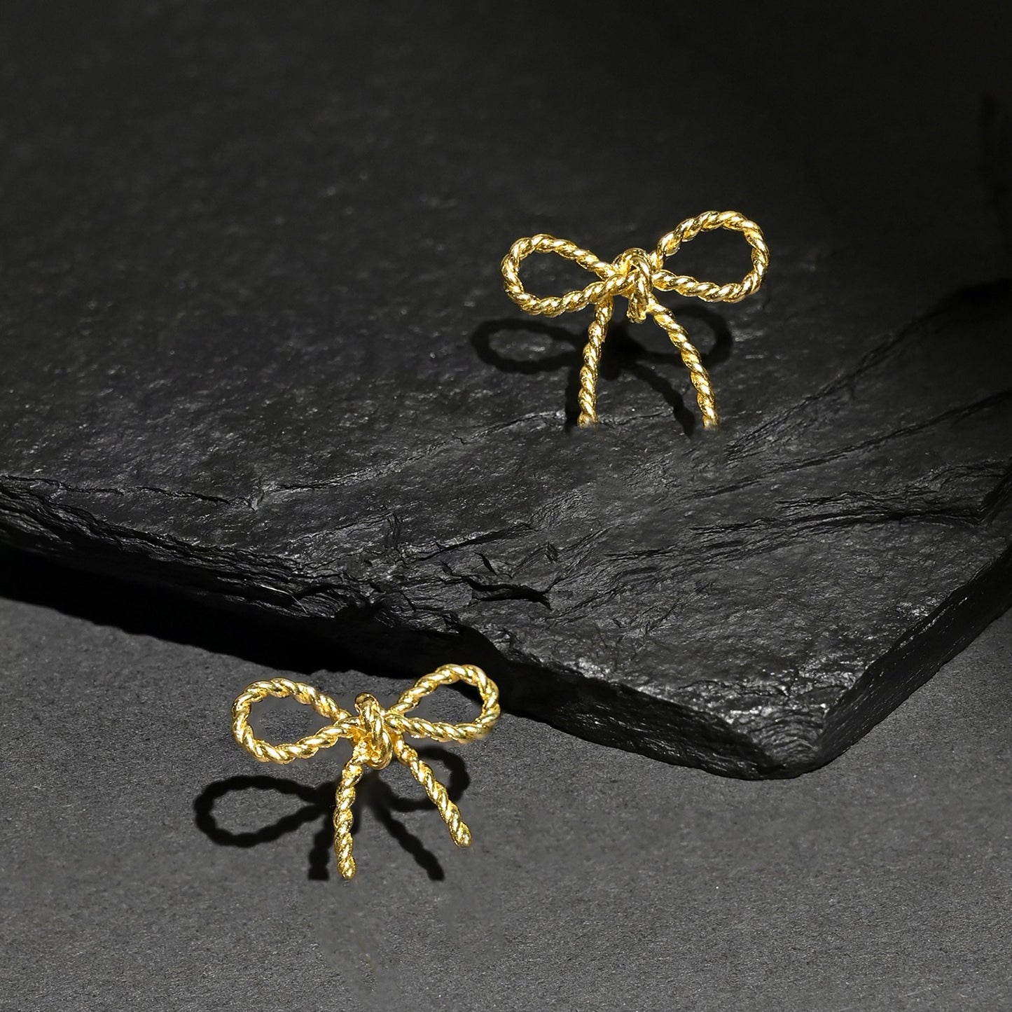 Real Gold Plated Mini Bow Studs Earrings