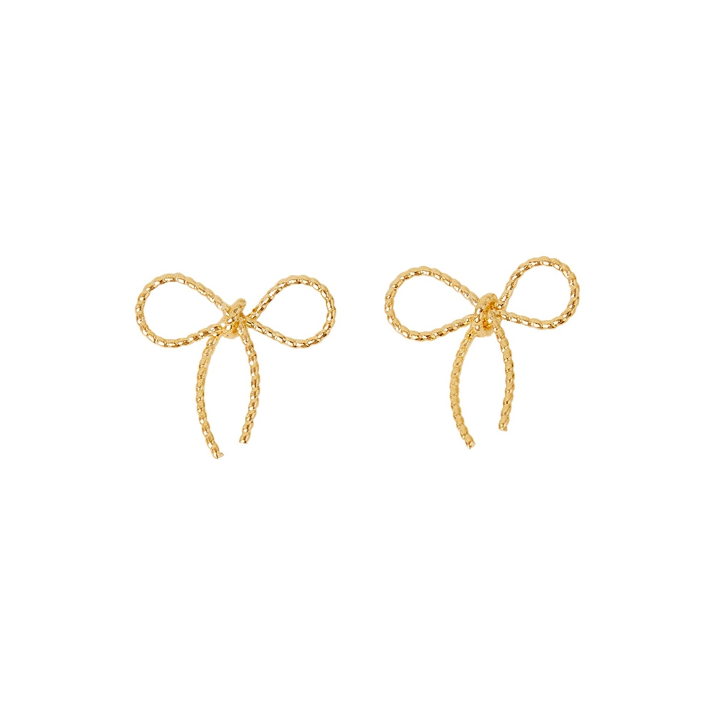 Real Gold Plated Mini Bow Studs Earrings