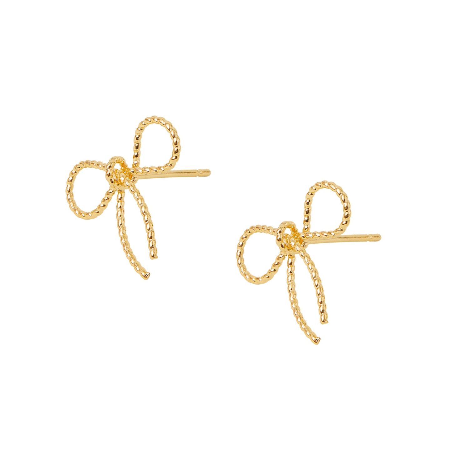 Real Gold Plated Mini Bow Studs Earrings