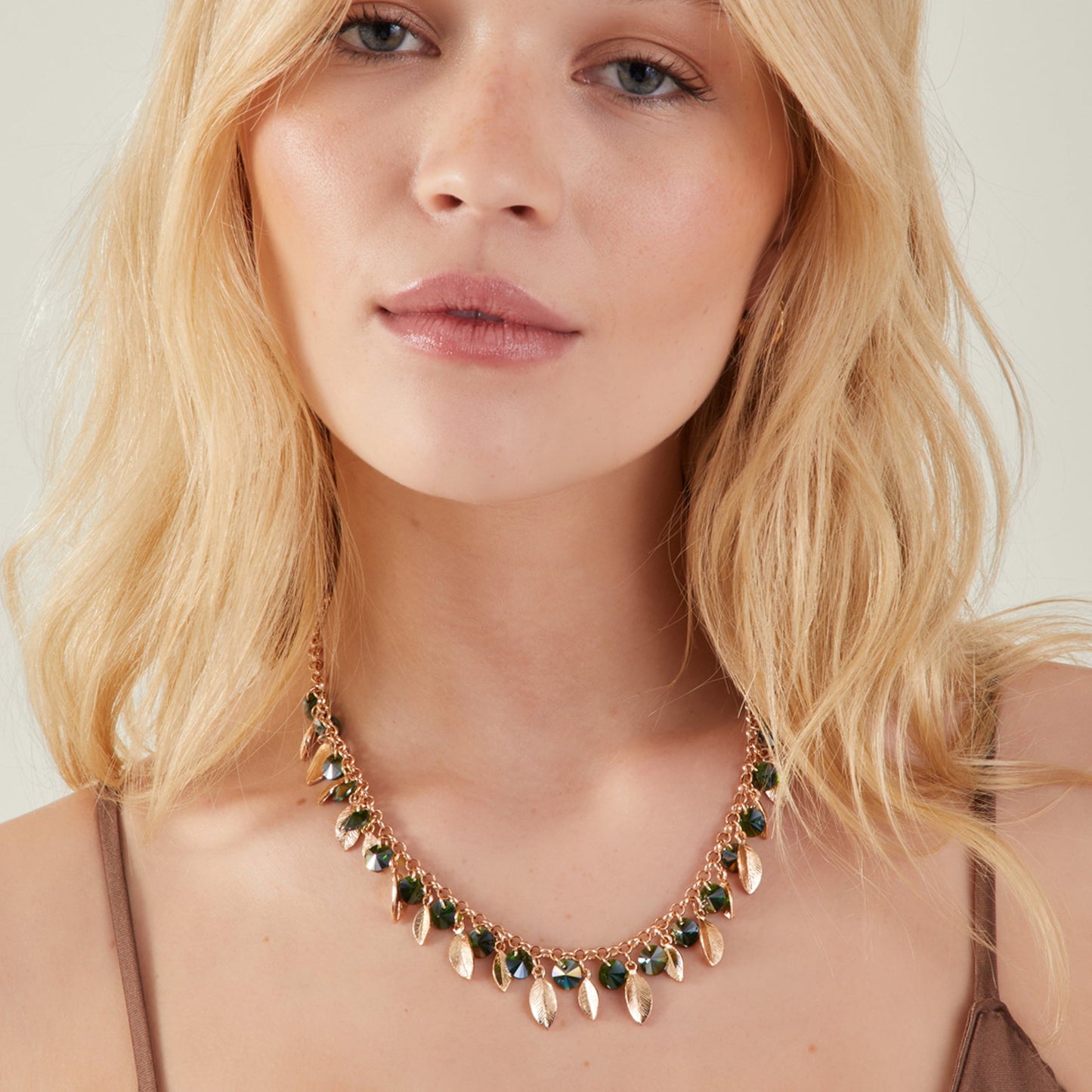Leaf and Geam Necklace
