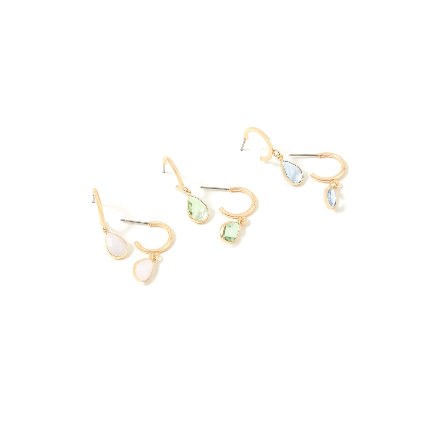 London Women's Blue Harvest Set of 3 Crystal Huggie Hoop Earring