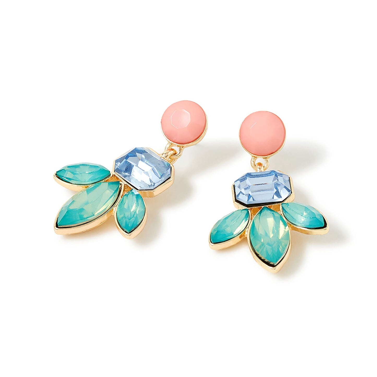 London Women'S Multi Color Flower Crystal Short Drop Earring