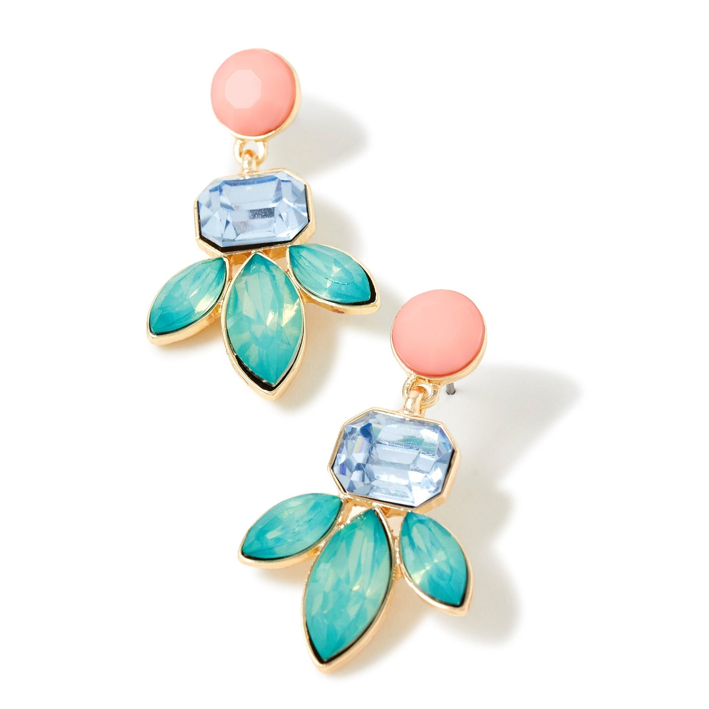 London Women'S Multi Color Flower Crystal Short Drop Earring