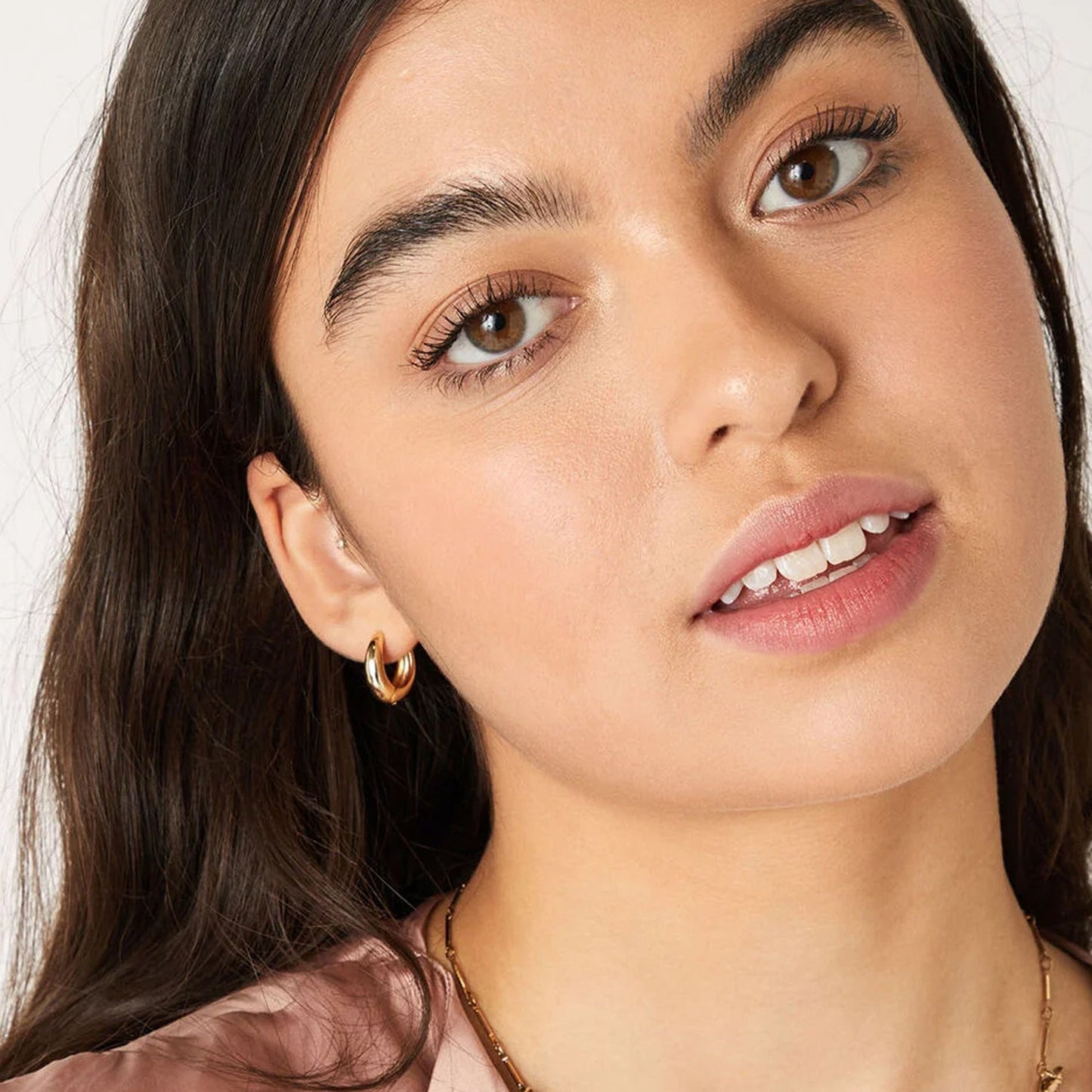 Real Gold Plated Z Basic Chunky Small Hoop For Women