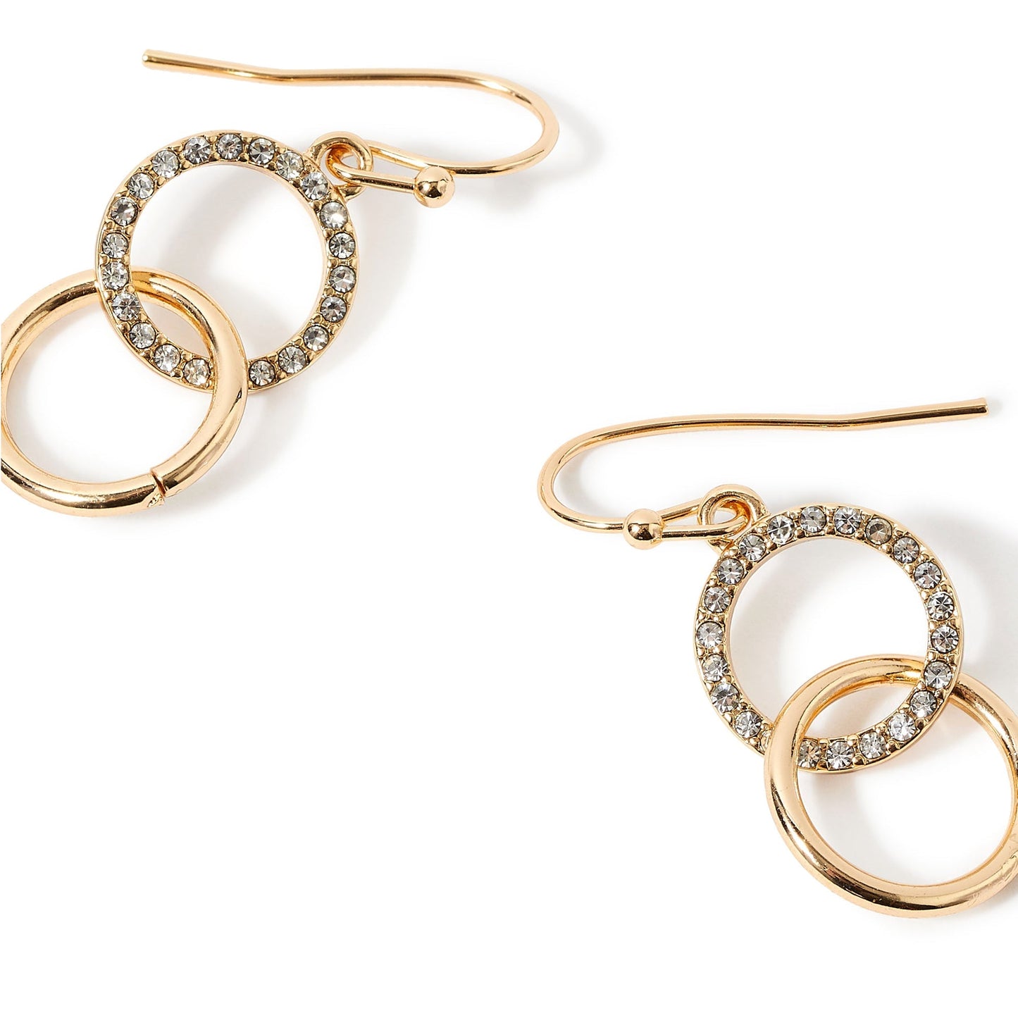 London Women'S Gold Pave Linked Circles Short Drop Earring