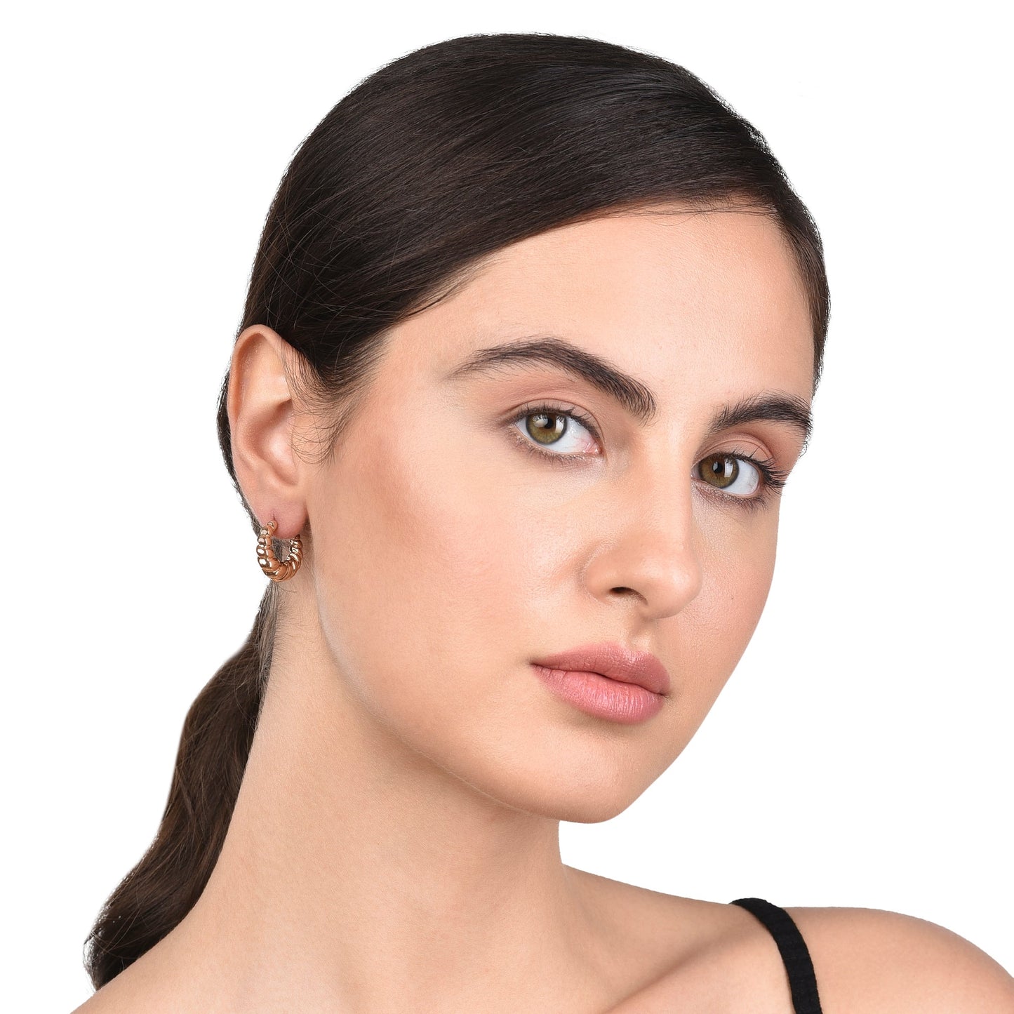 London Women's gold Super Classics Croissant Hoop Earring