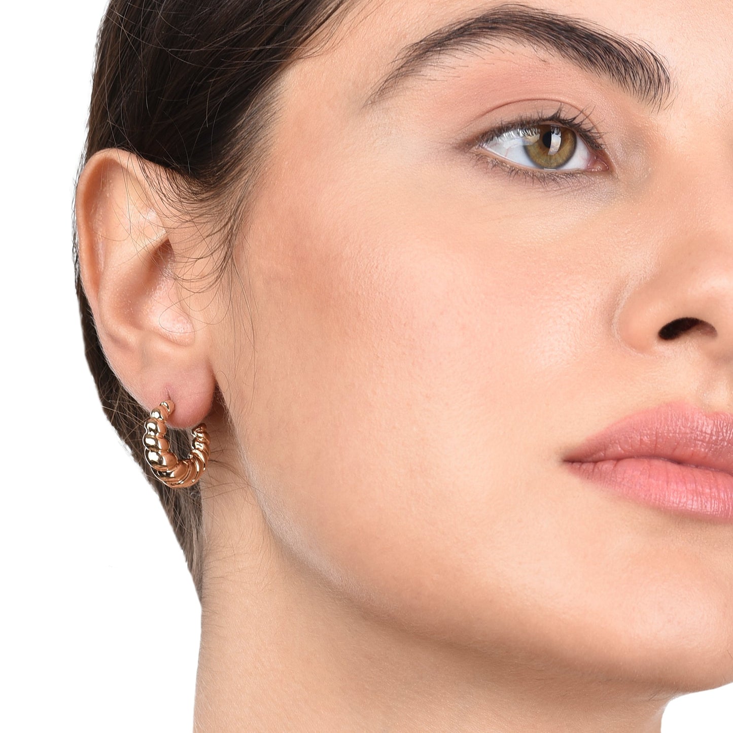 London Women's gold Super Classics Croissant Hoop Earring