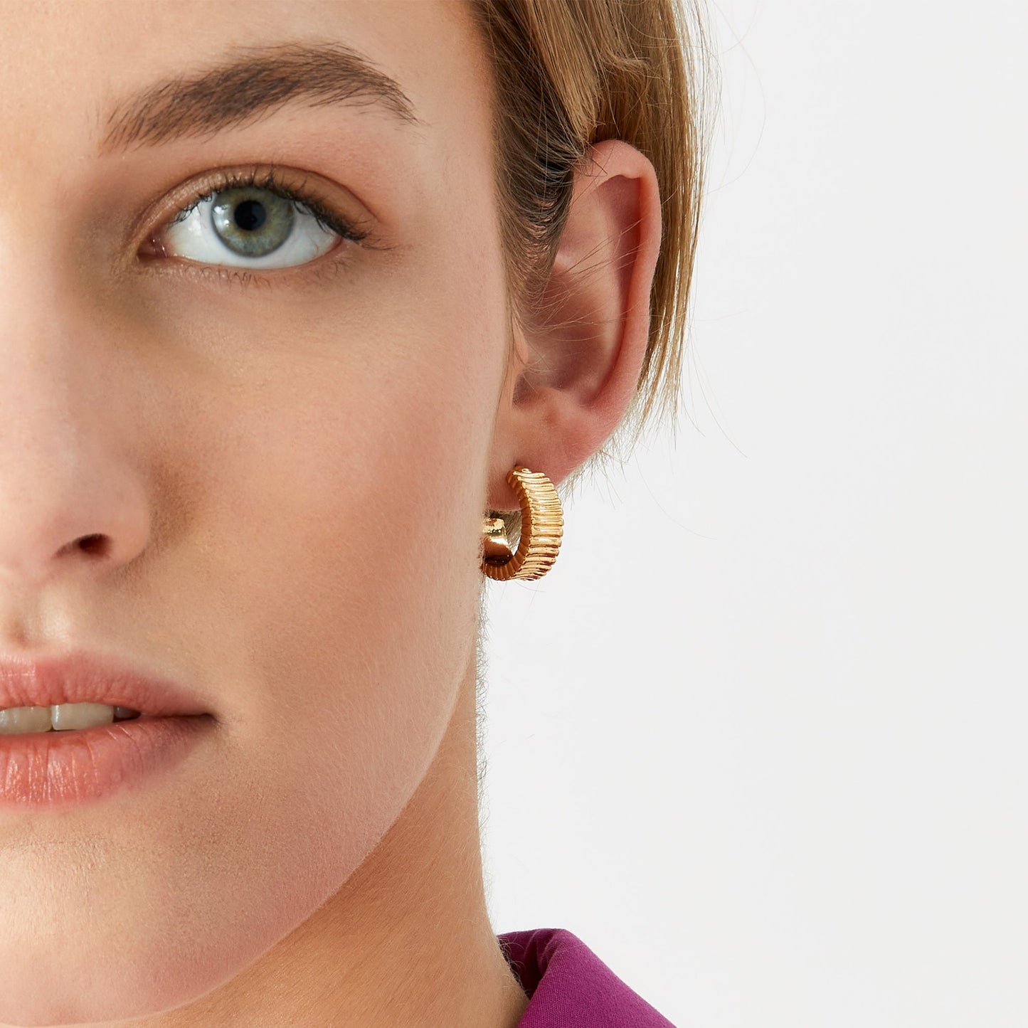 London Women's gold Super Classics Set of 3 Chunky Detailed Hoops Earring