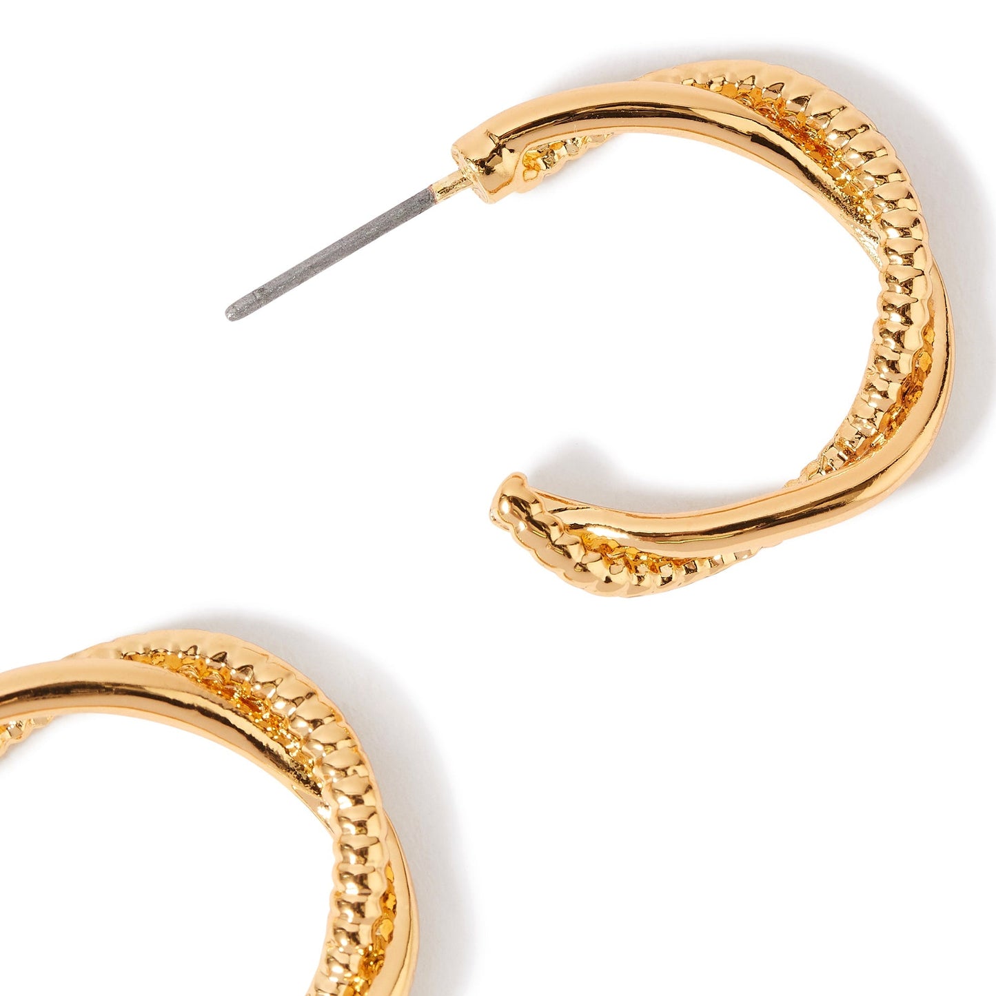 London Women's gold Super Classics Twist Textured Hoops Earring