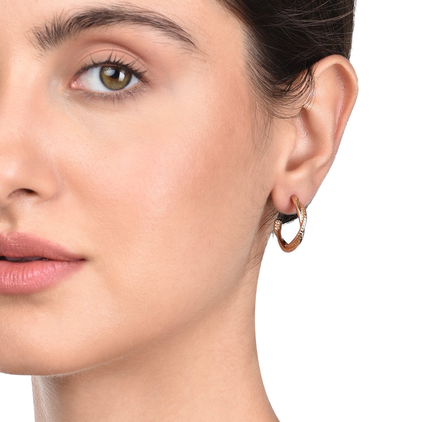 London Women's gold Super Classics Twist Textured Hoops Earring