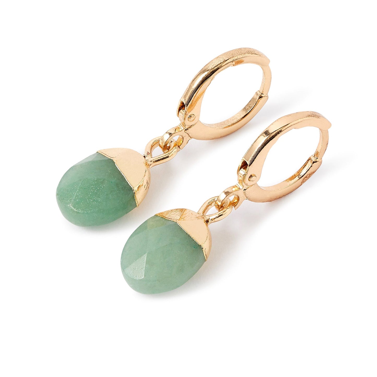 London Women's green Celestial Stone Drop Huggie Earring