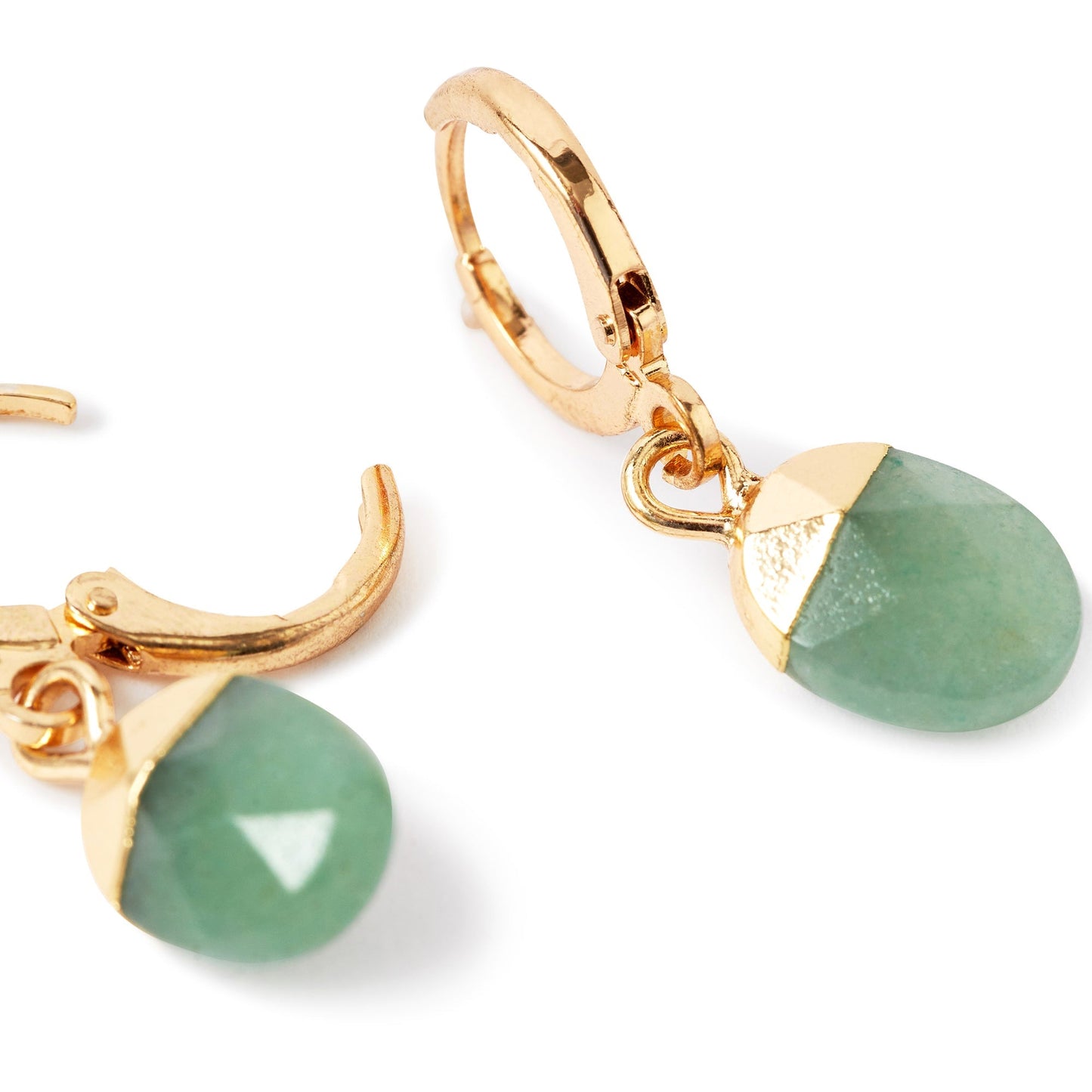 London Women's green Celestial Stone Drop Huggie Earring