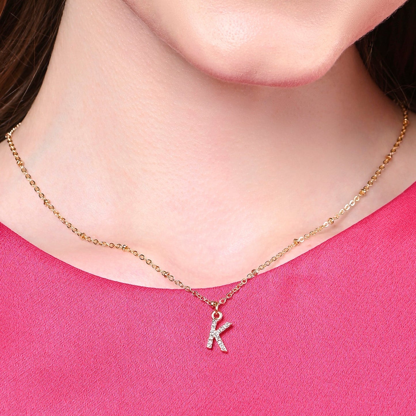 London Women's Gold (K) Initial Sparkle Pendant Necklace