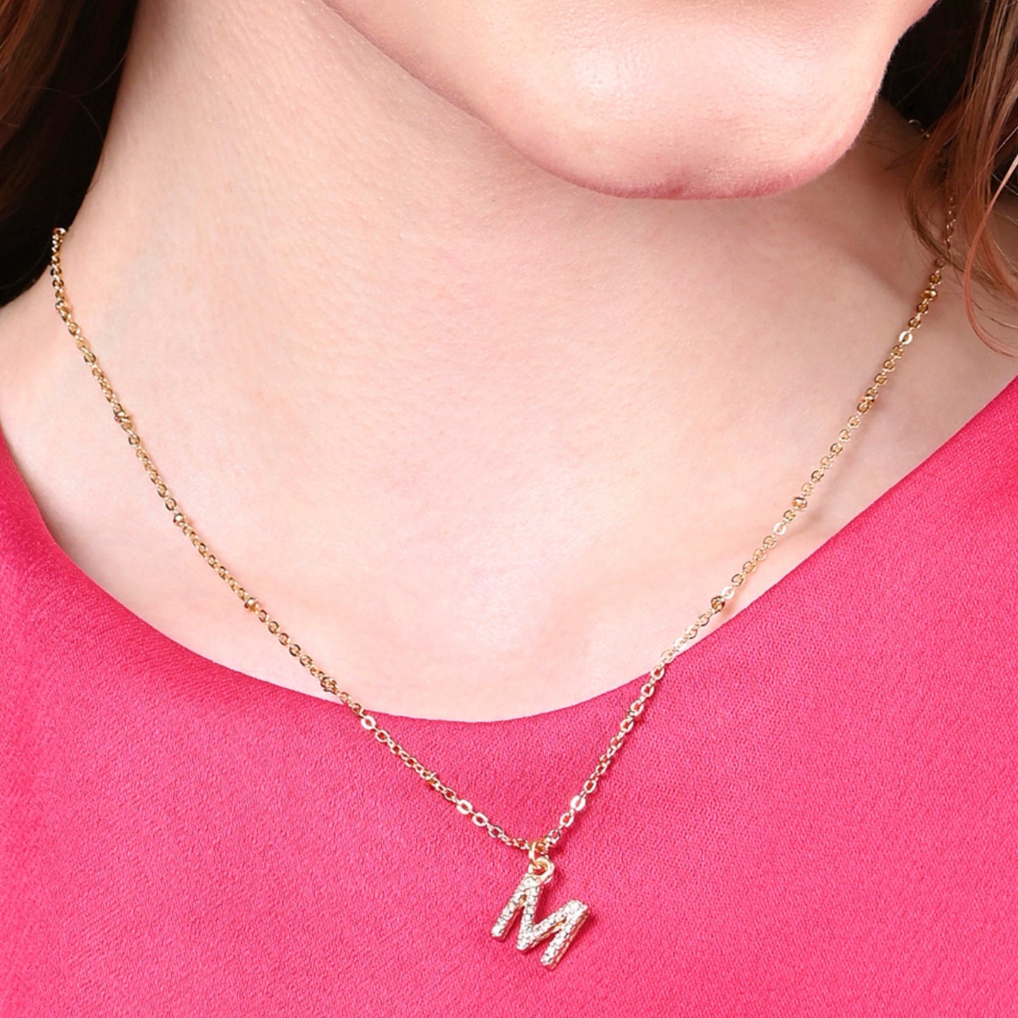 London Women's Gold (M) Initial Sparkle Pendant Necklace