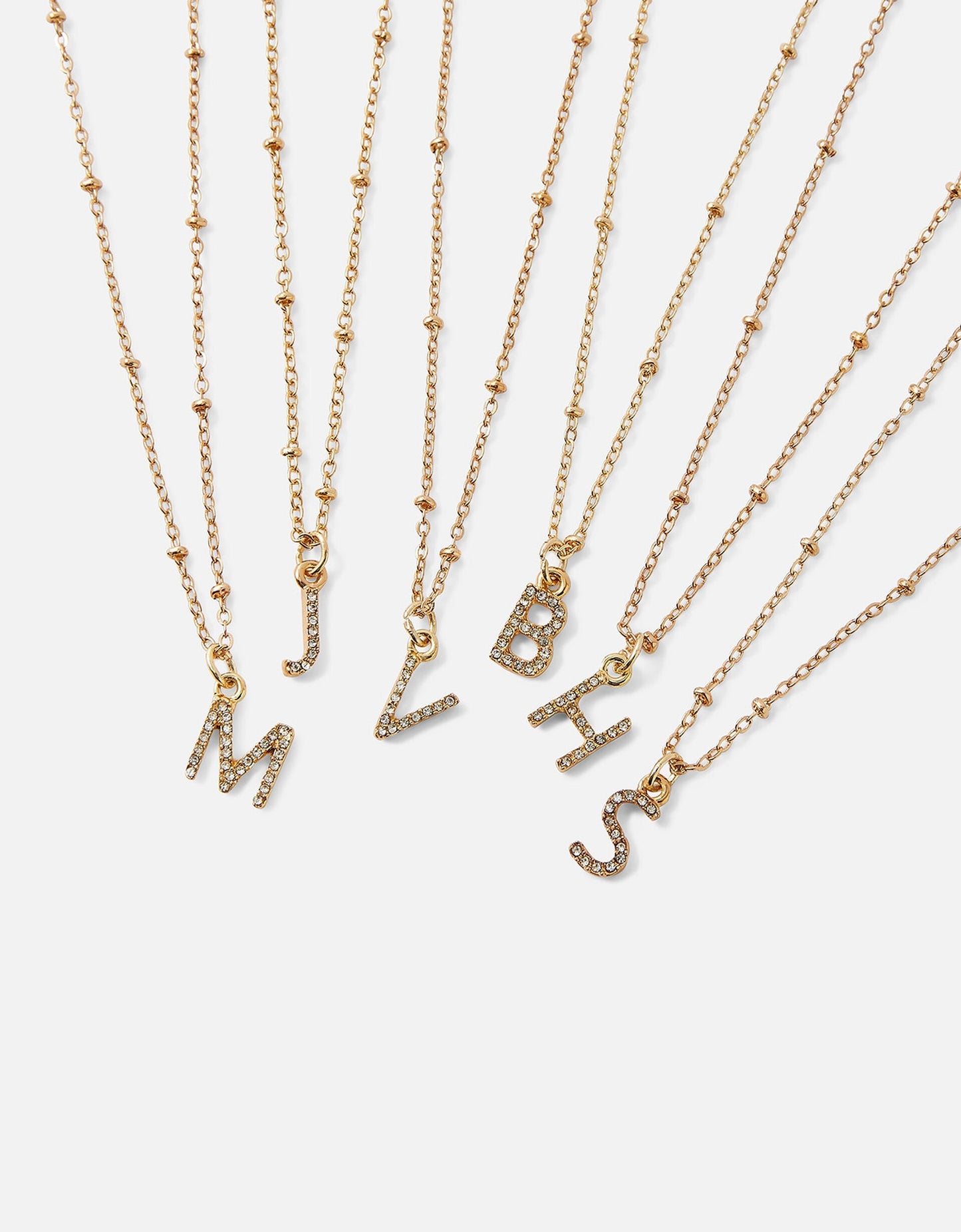 London Women's Gold (J) Initial Sparkle Pendant Necklace White